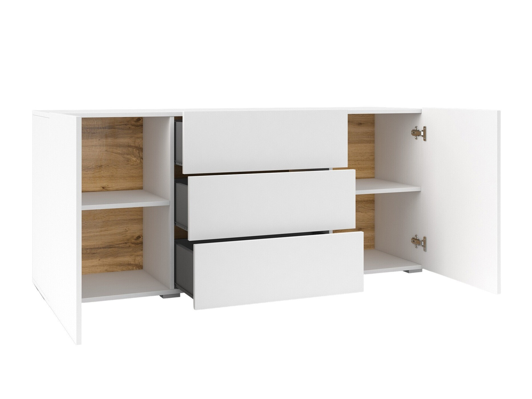 Chest of drawers Revmiru 103 (White + Wotan Oak)