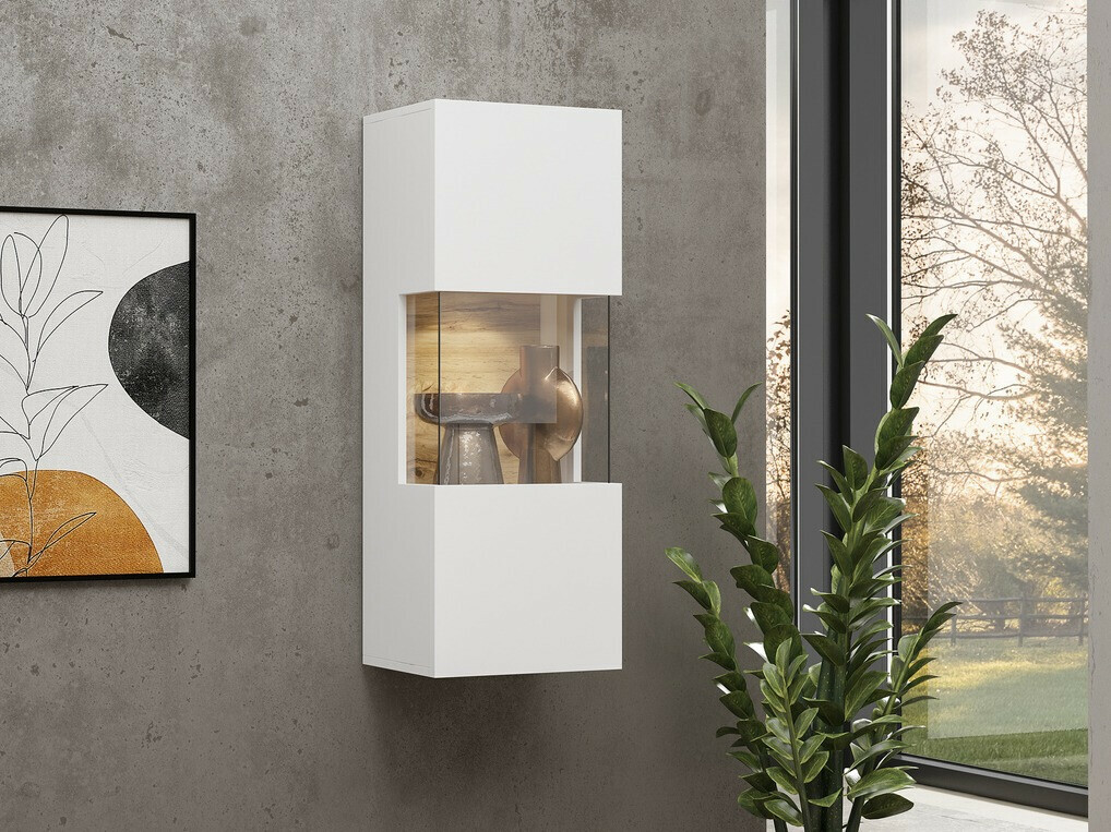 Wall cabinet Revmiru 101 (White + Wotan Oak)