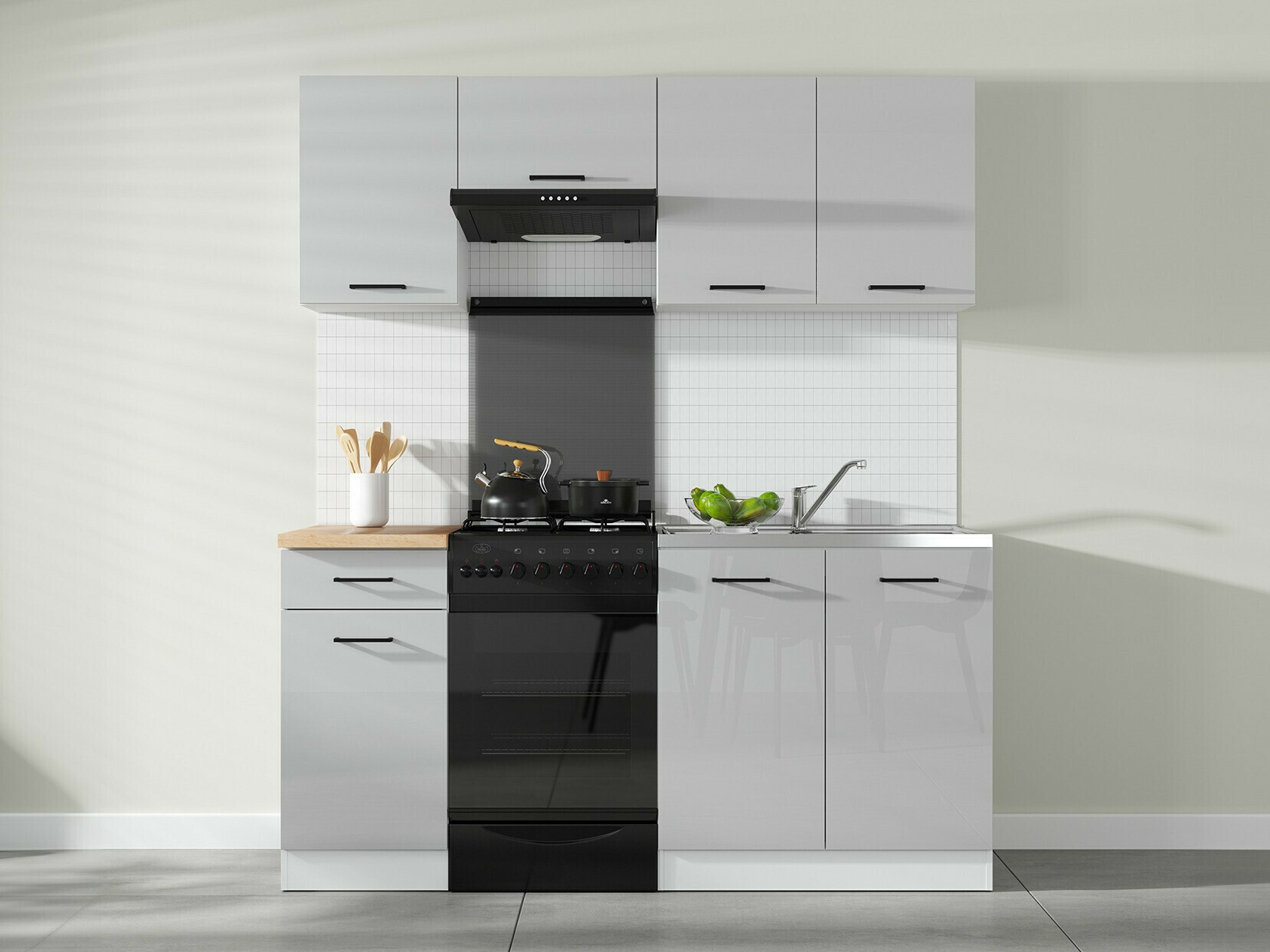 Modular sink cabinet with doors Line Grey 115