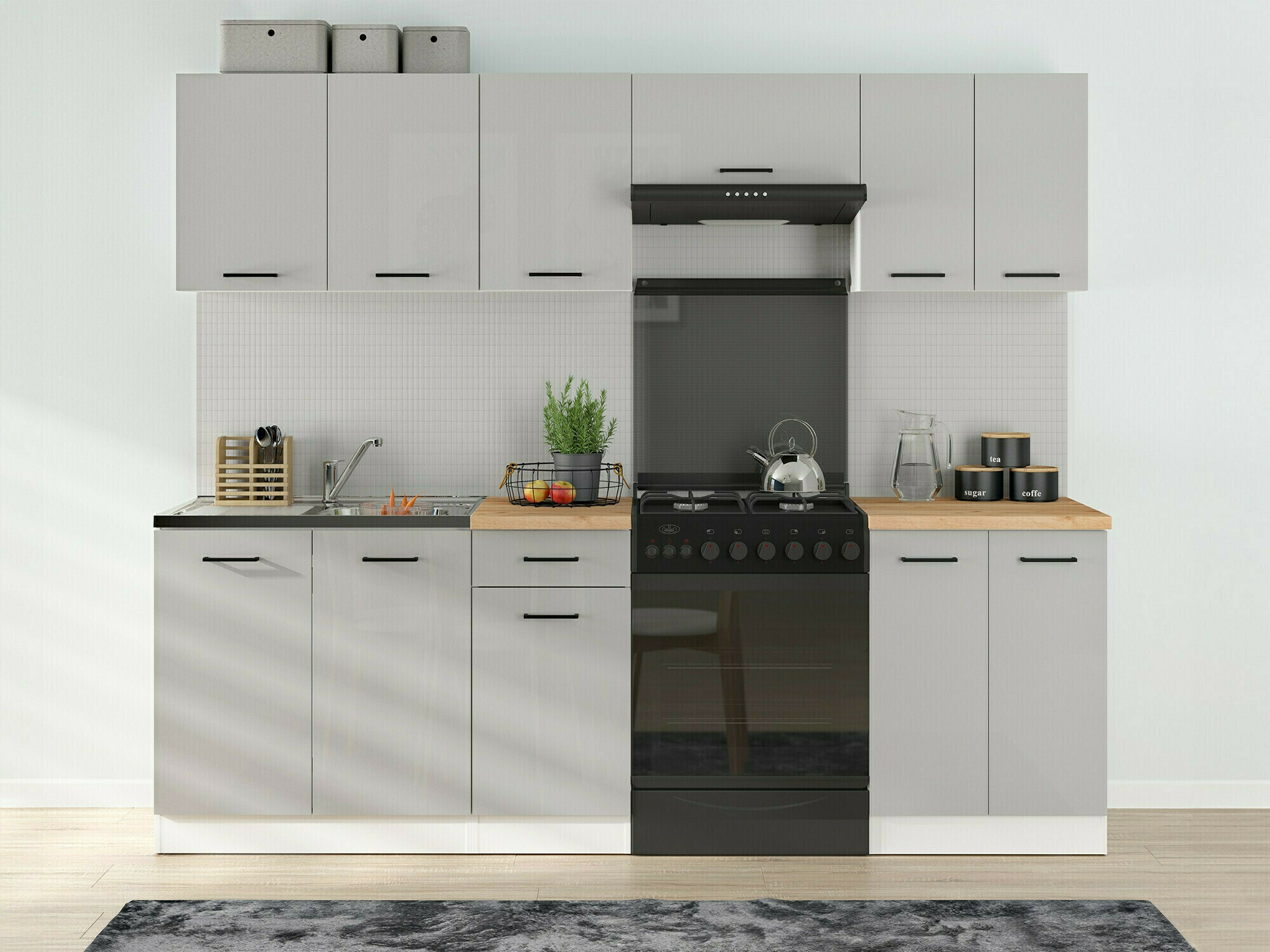 Modular sink cabinet with doors Line Grey 115