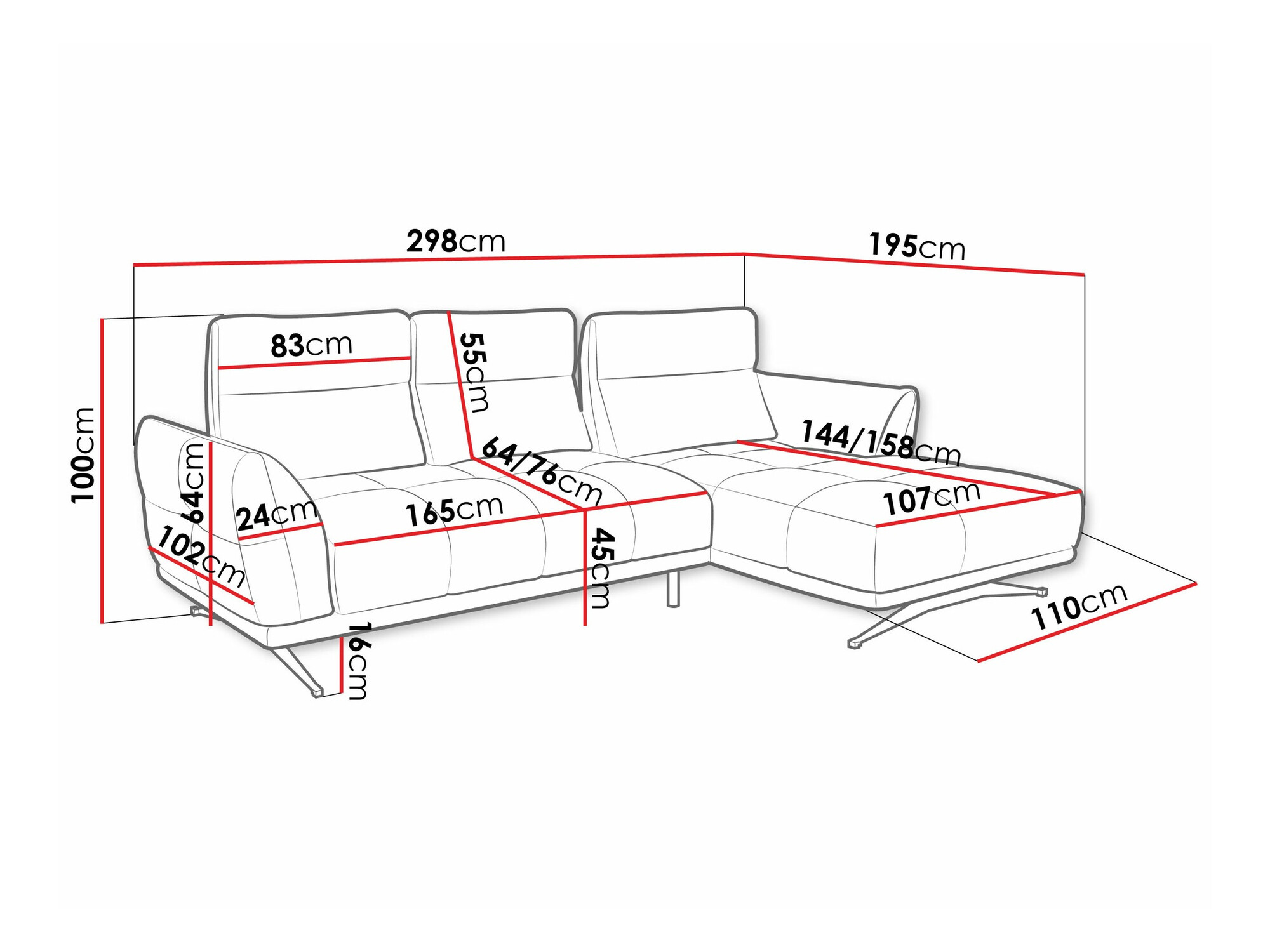 Corner sofa Lincoln 195 (Sorella 03)