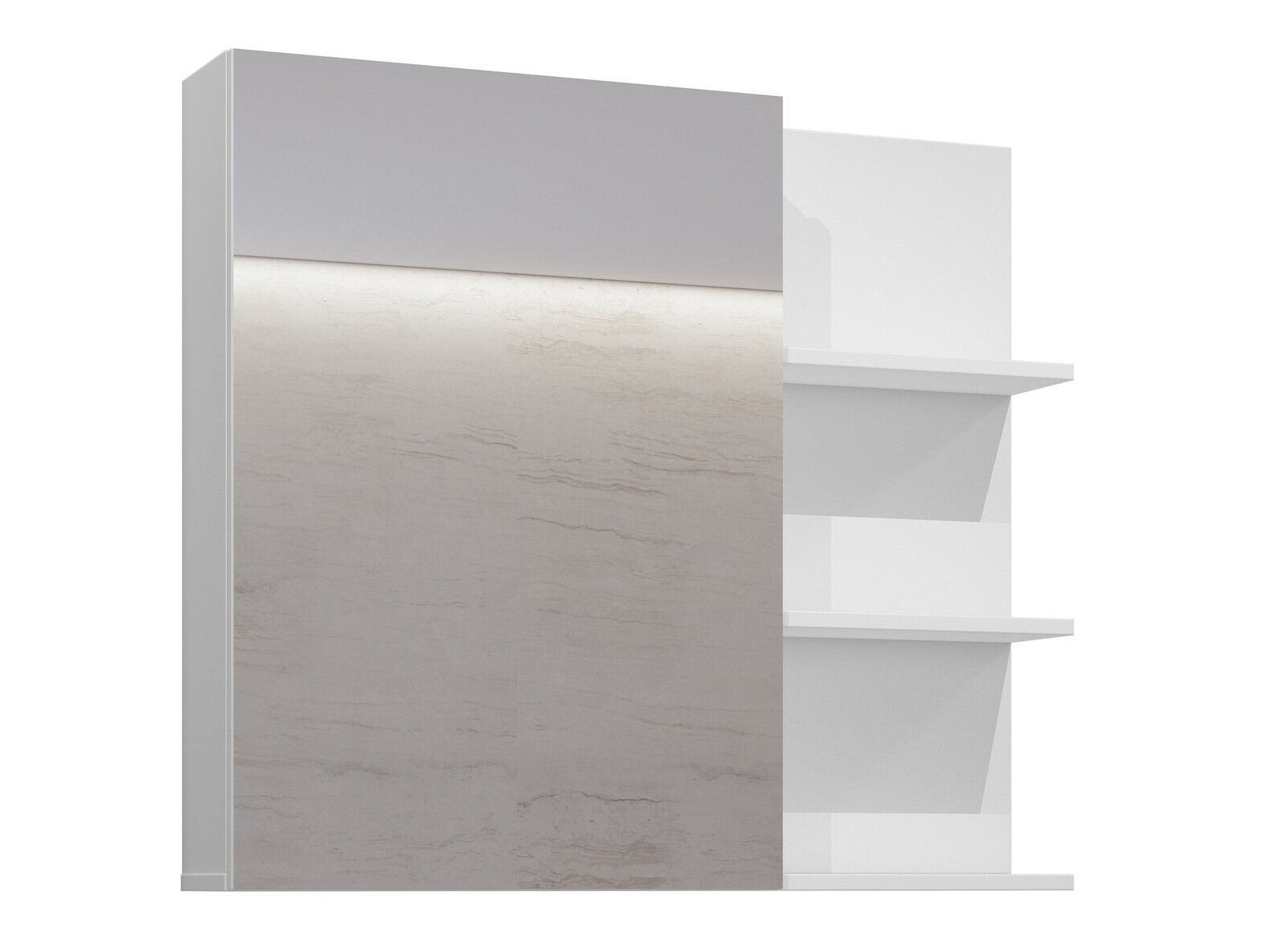 Bathroom mirror cabinet Tecavu 102 (Glossy white + White)