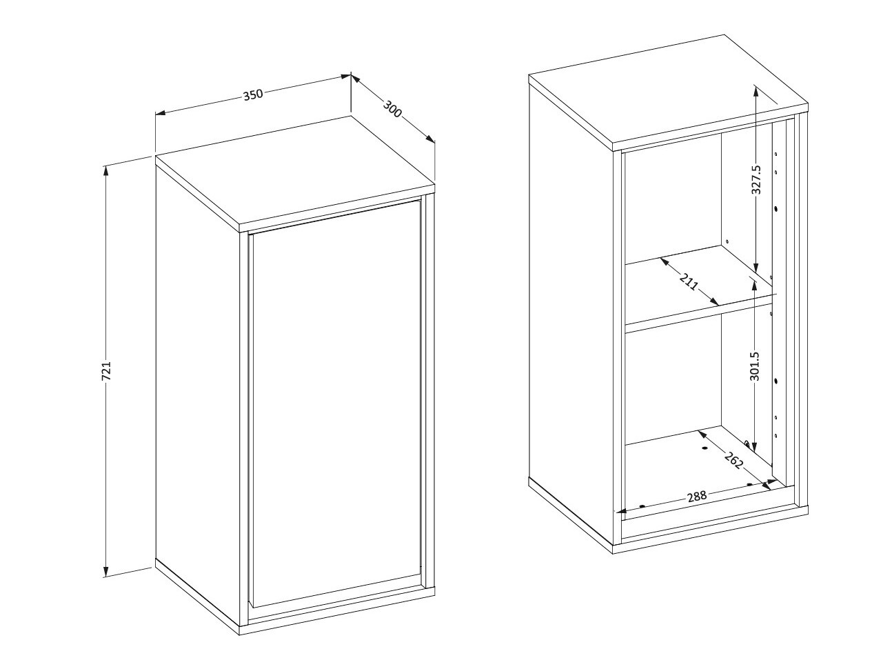 Wall-mounted bathroom cabinet Tecavu 100 (Glossy white + White)