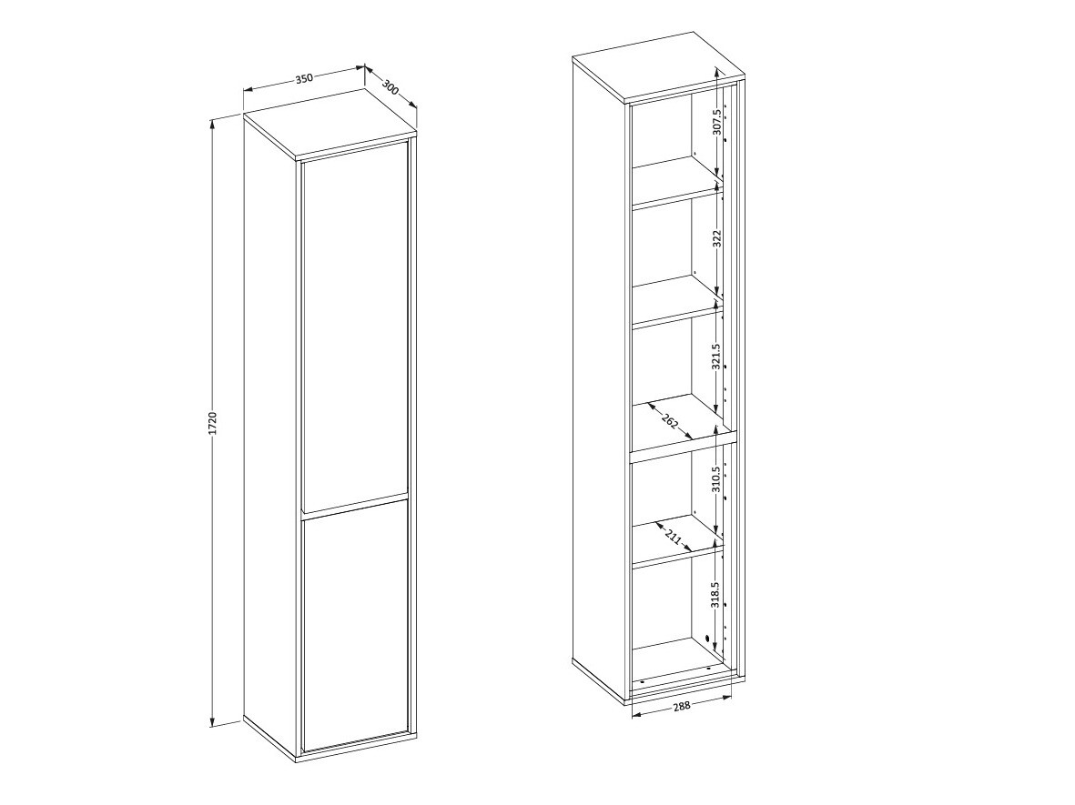 Wall-mounted bathroom cabinet Tecavu 101 (Glossy white + White)