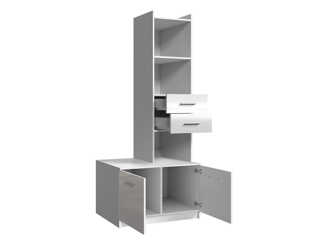 Bookcase Campus (White + Gloss grey)