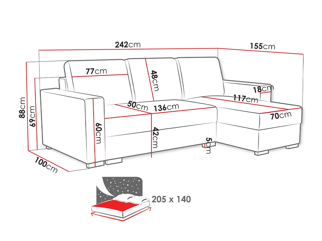 Corner sofa Columbus 187 (Neve 3)