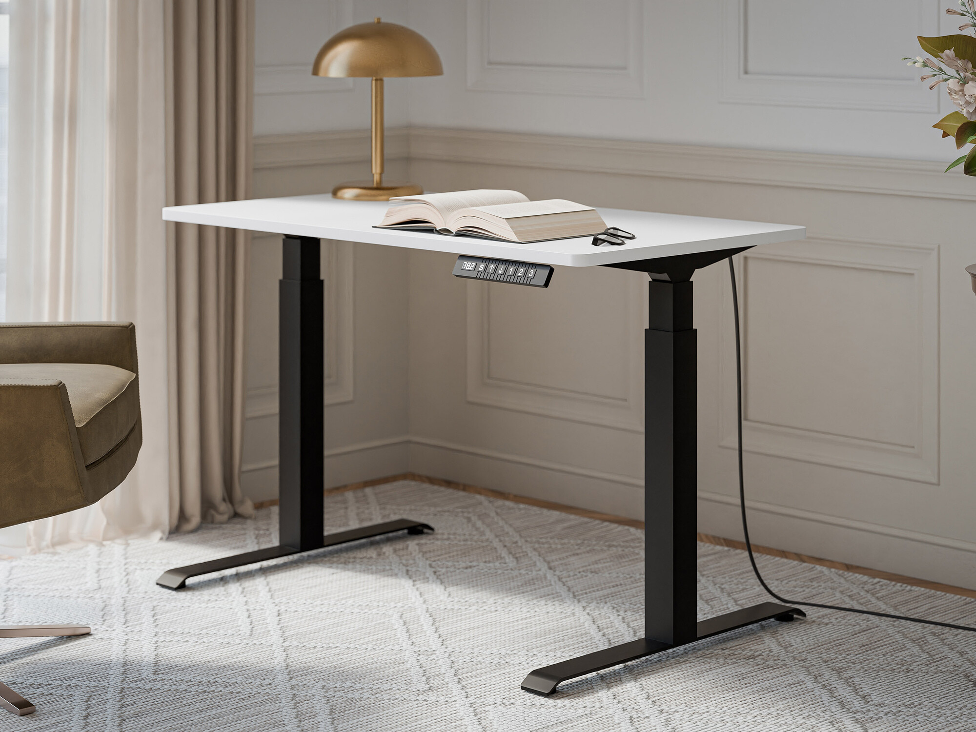 Height-adjustable desk Charlotte 194 (White + Black)