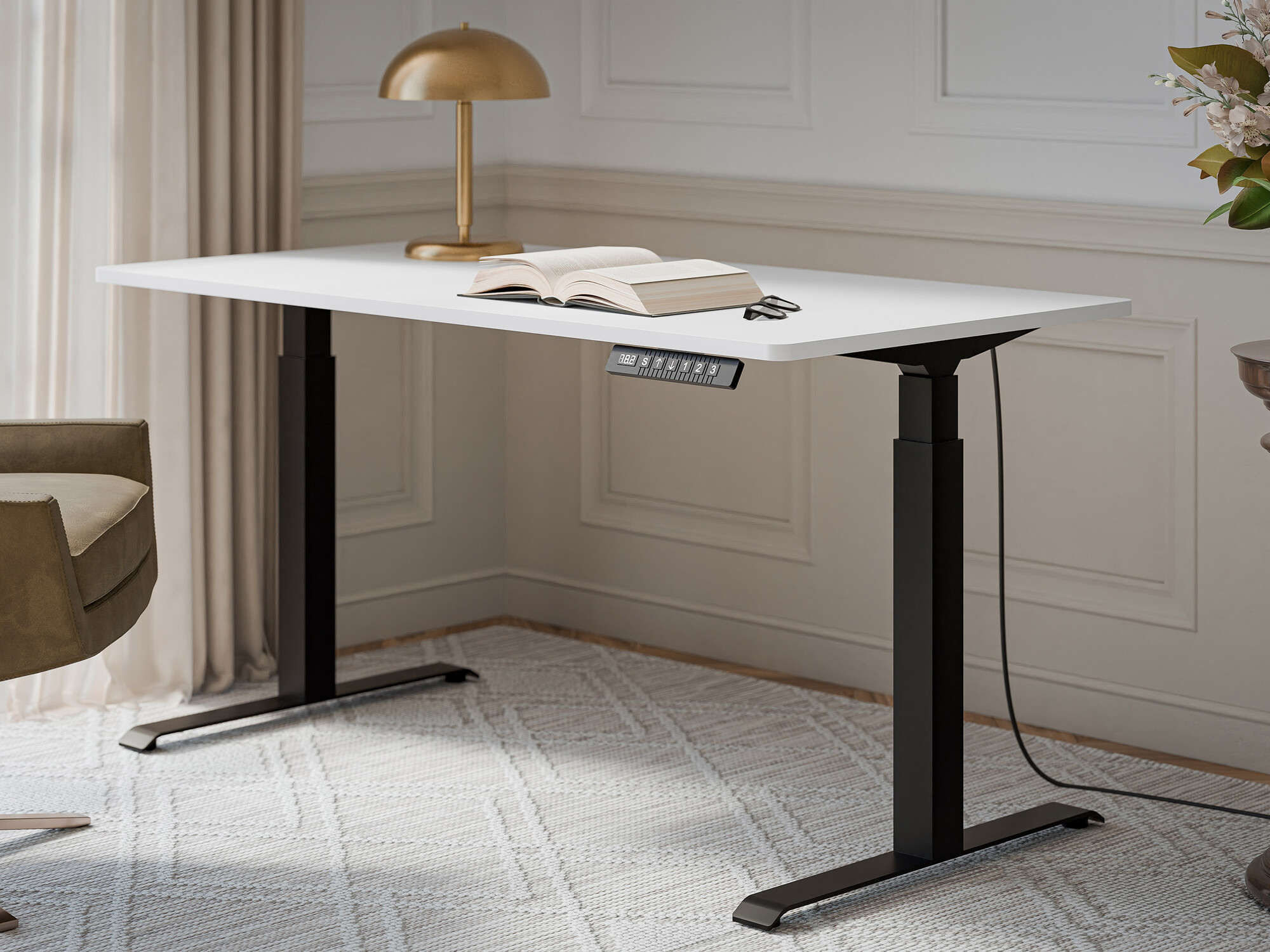 Height-adjustable desk Charlotte 195 (White + Black)