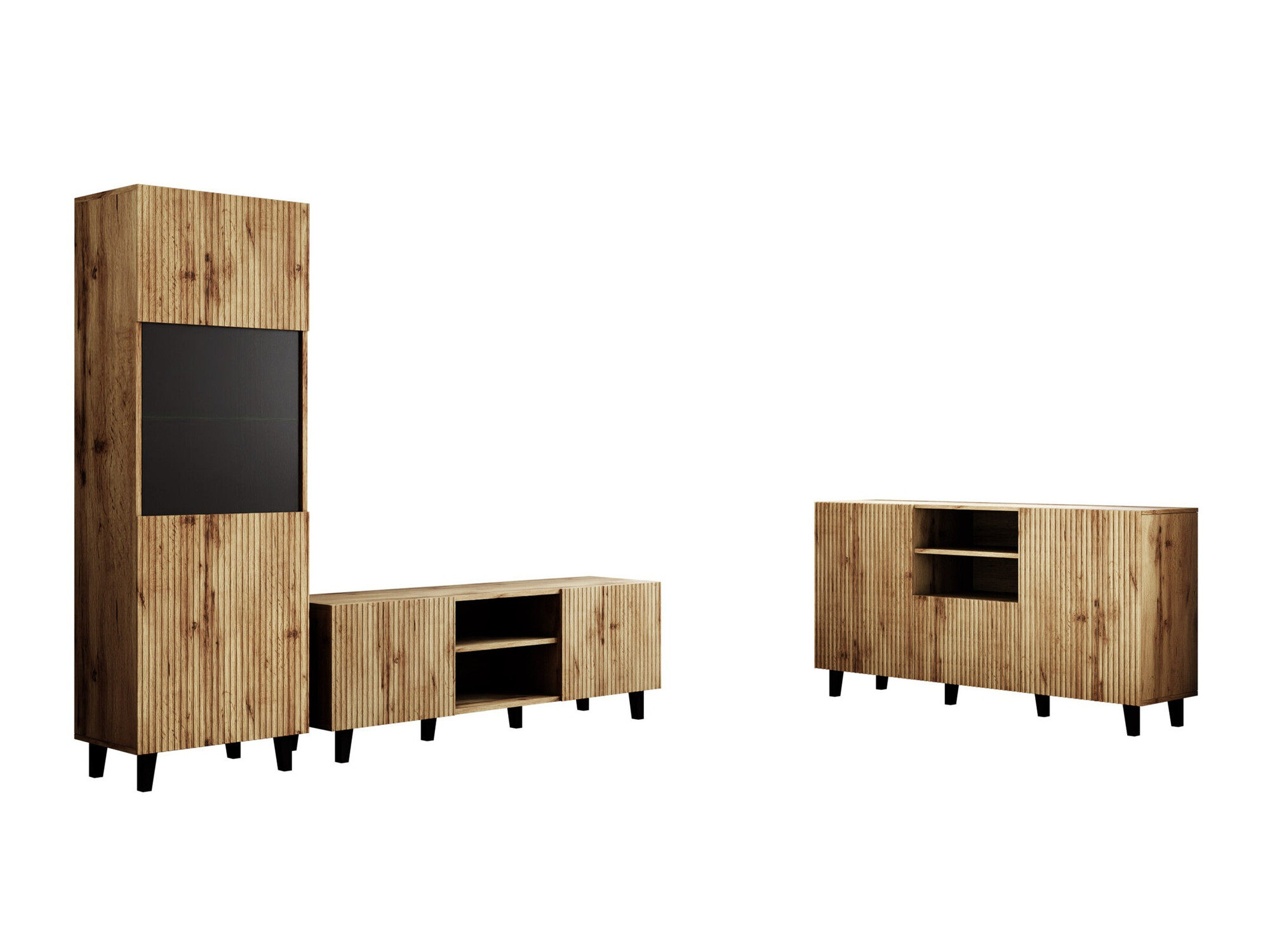 Living room set Comes I (Black + Wotan Oak)