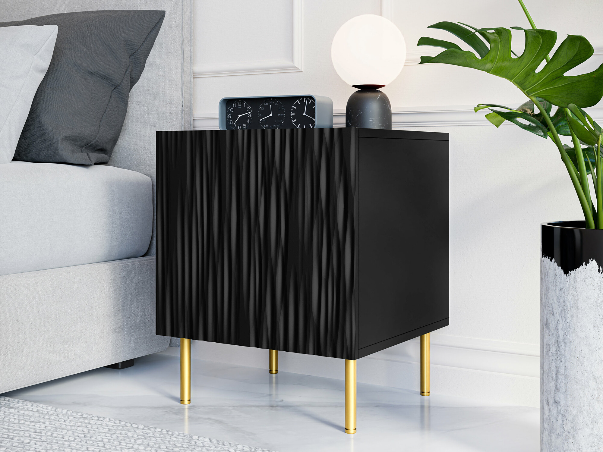 Set of bedside tables Lorelbo 102 (Black + Golden)