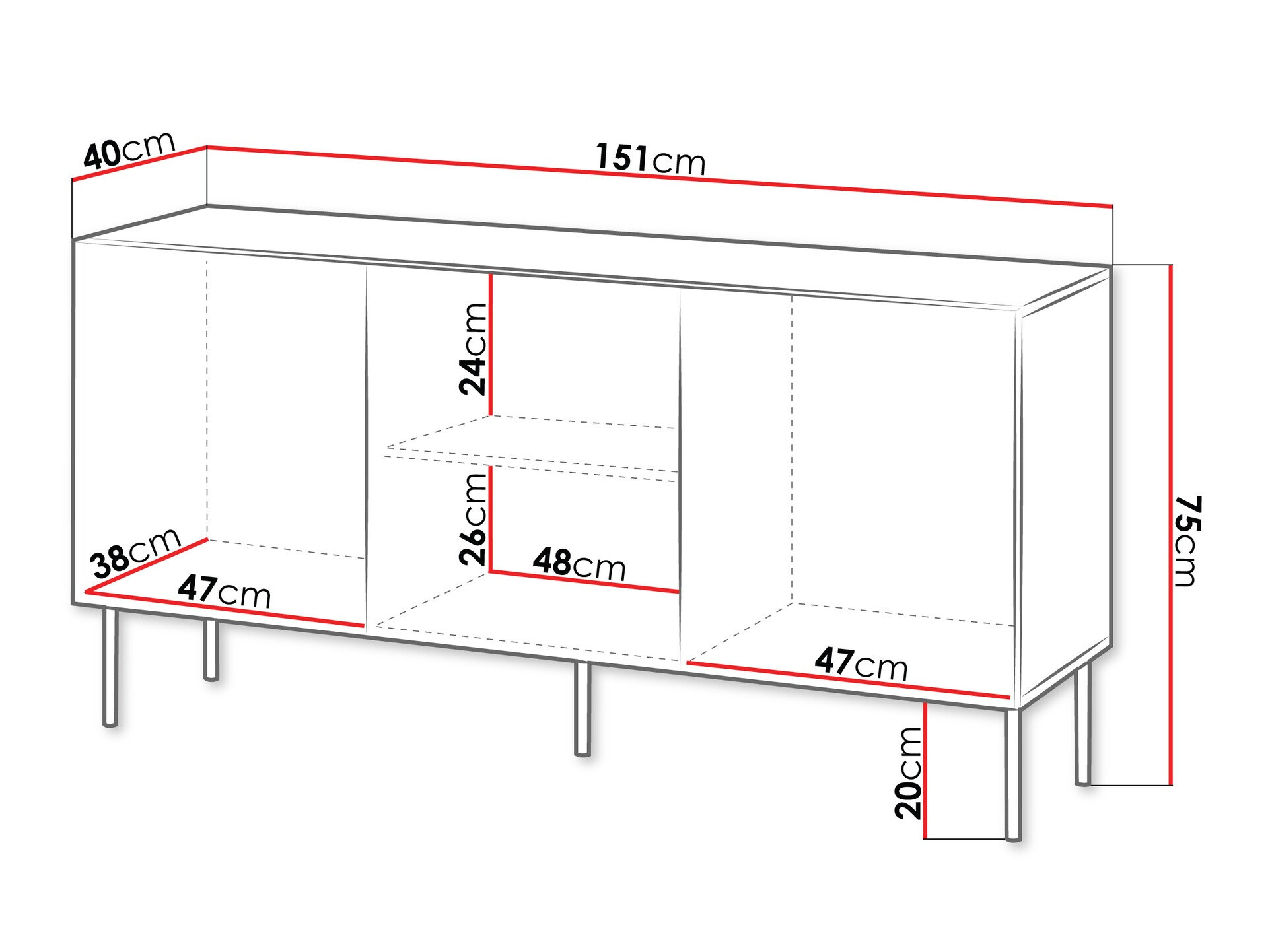 Sideboard Evavese 100 (Black)