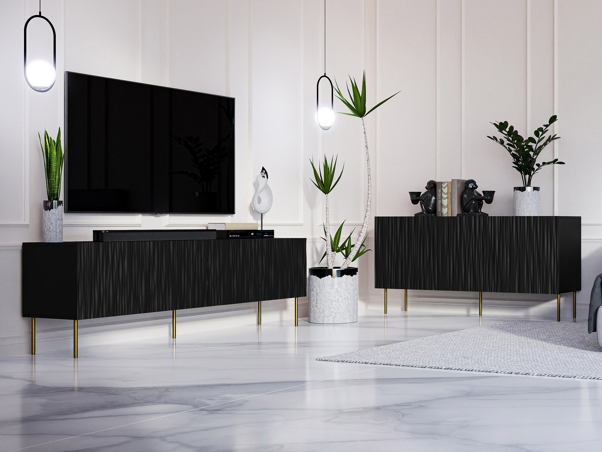 Sideboard Lorelbo 100 (Black + Golden)