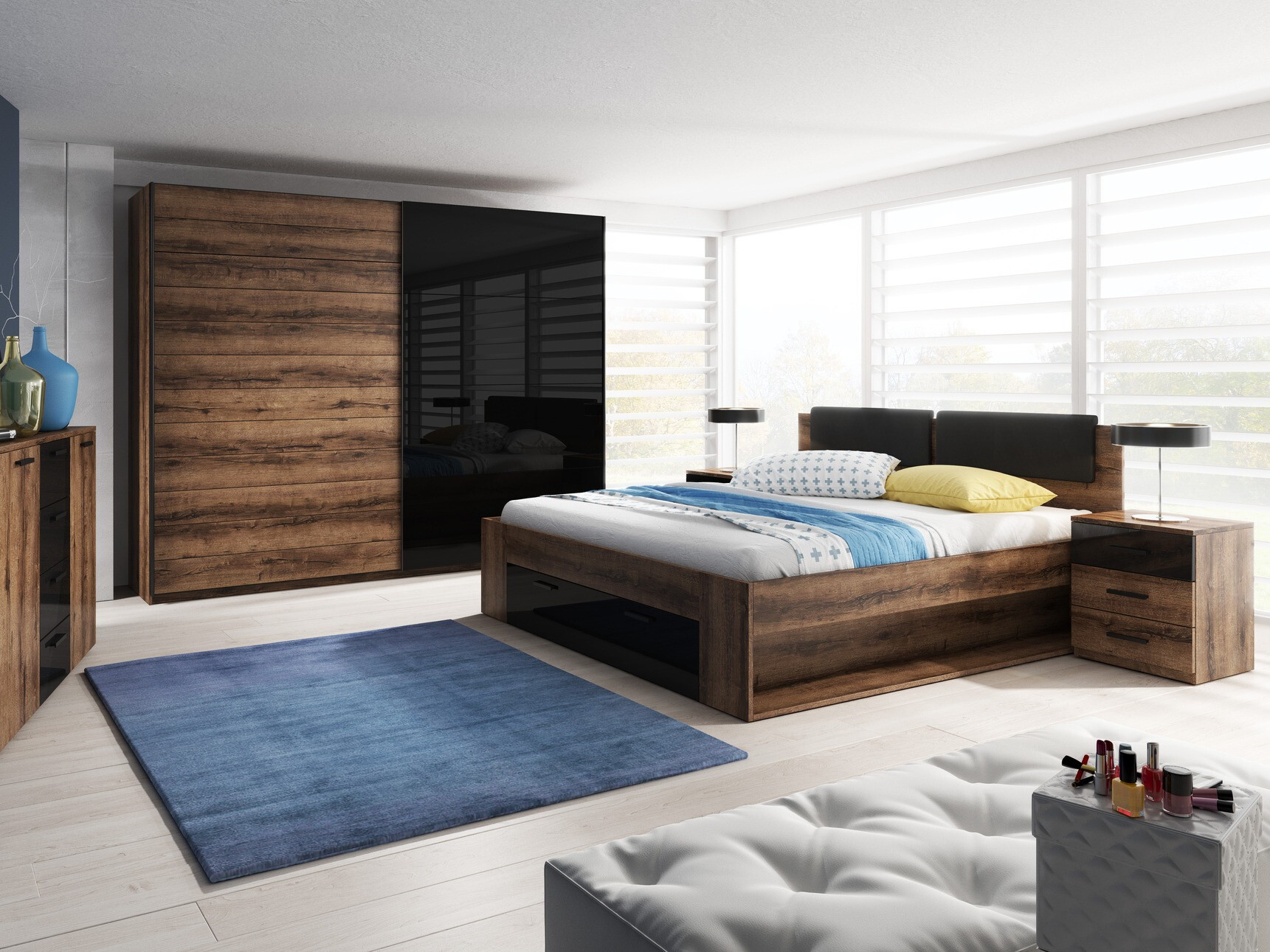 Bed Levruvu 106 (Monastery oak + Glossy black)