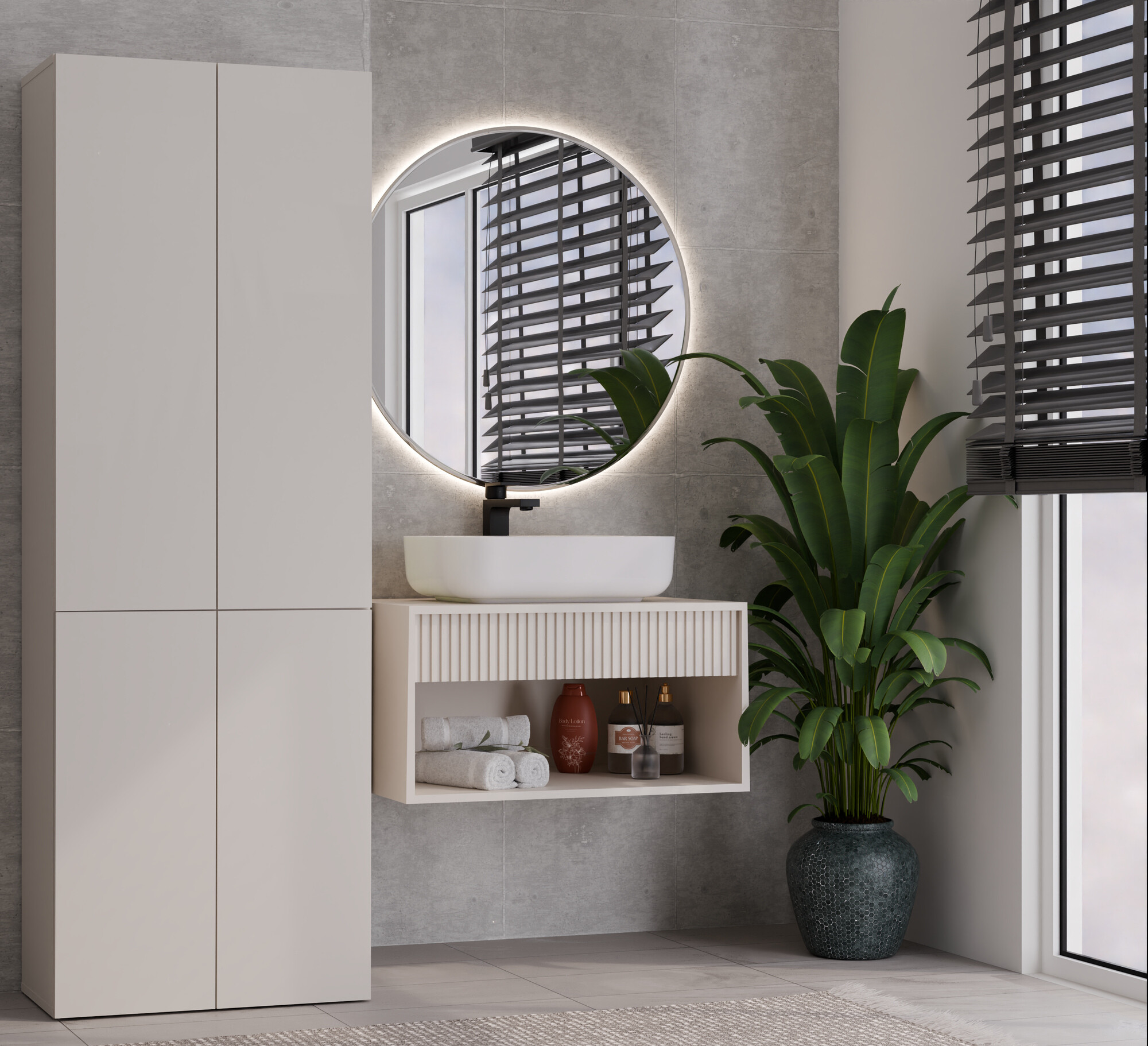 Standing bathroom cabinet Nolmaru 100 (Cashmere)
