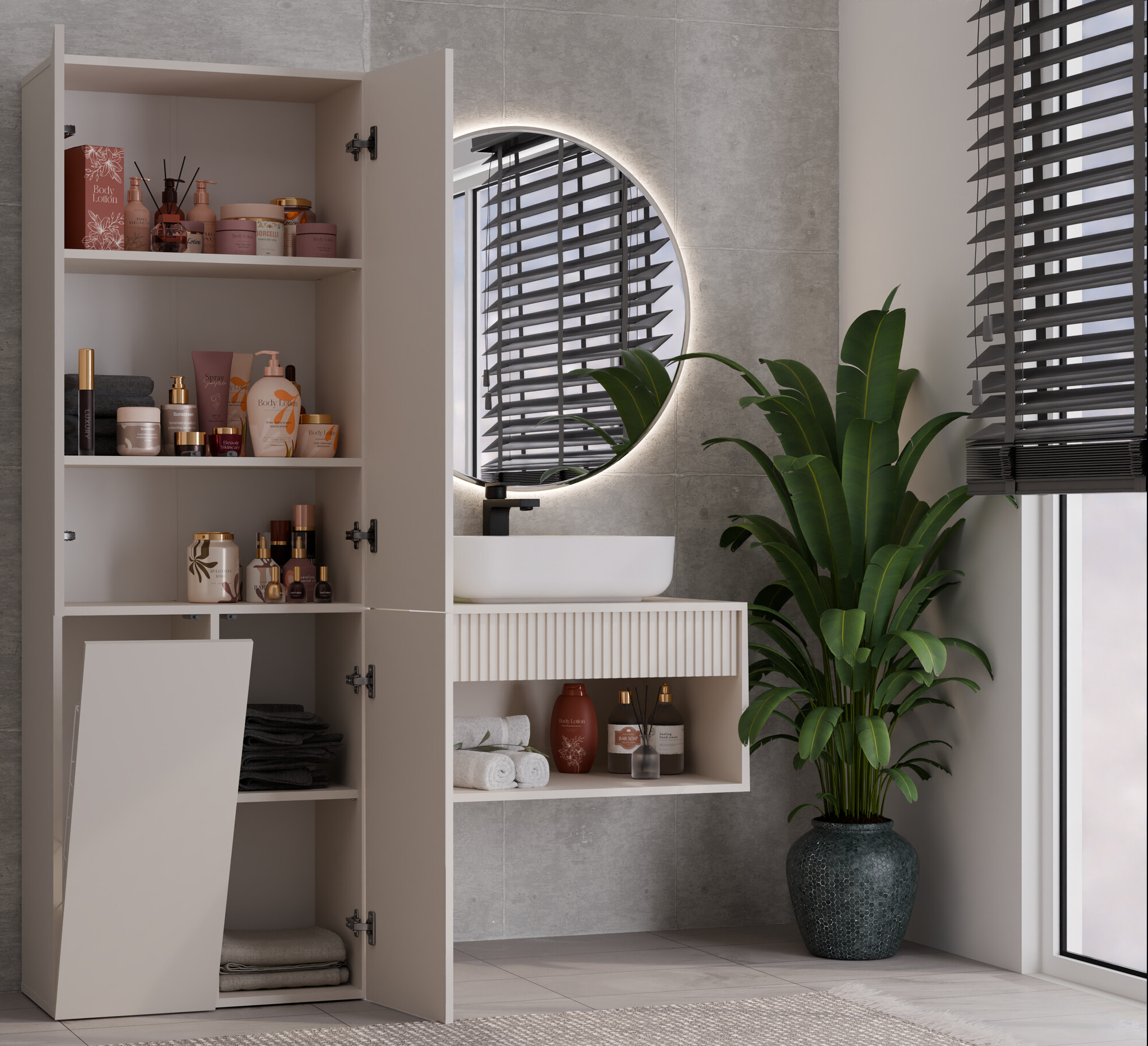 Standing bathroom cabinet Nolmaru 100 (Cashmere)