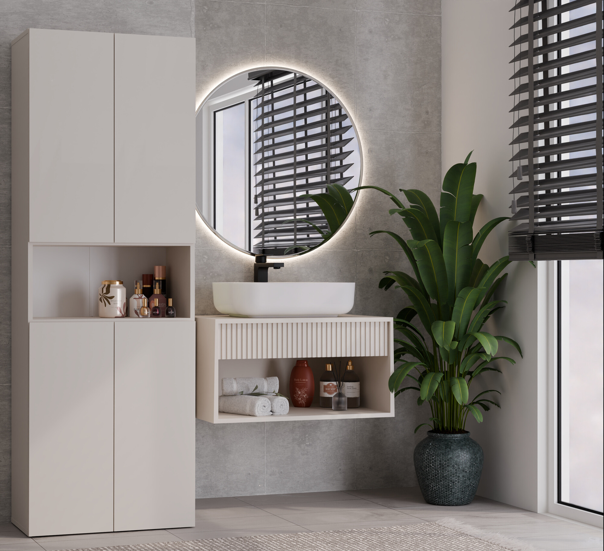 Standing bathroom cabinet Nolmaru 101 (Cashmere)