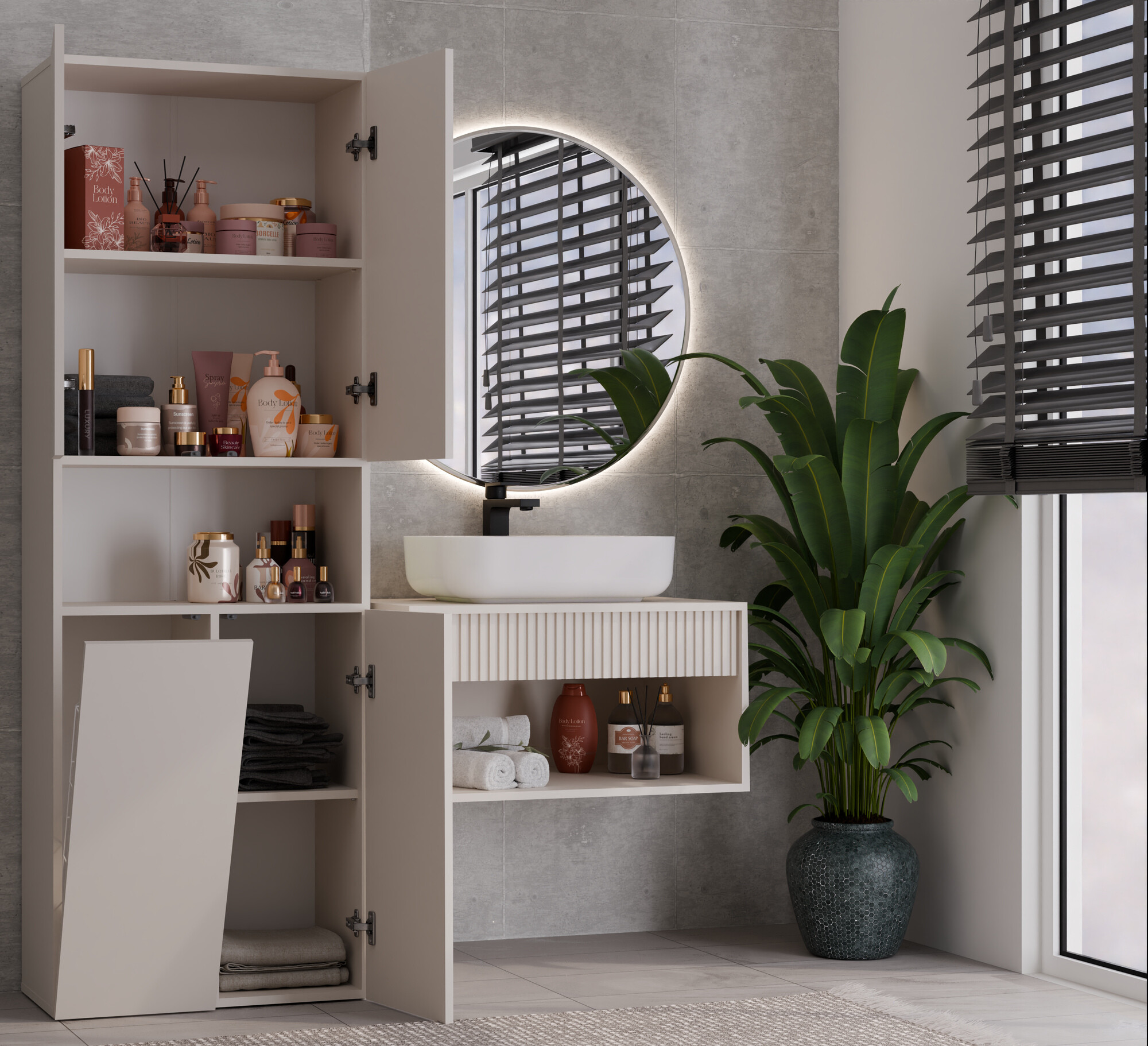 Standing bathroom cabinet Nolmaru 101 (Cashmere)