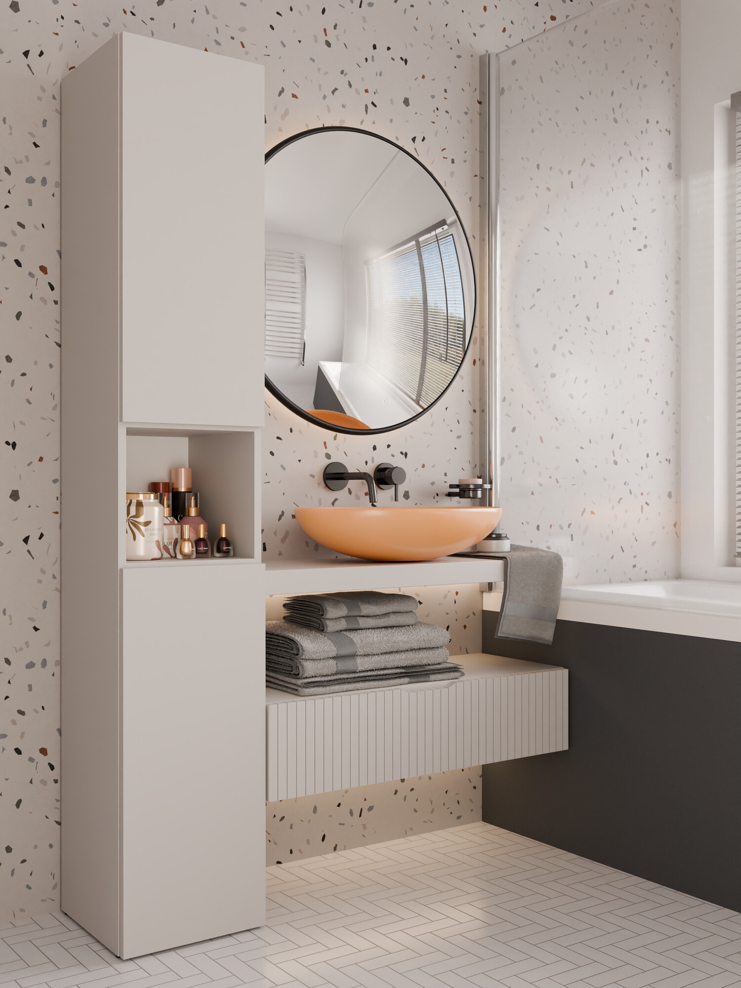 Standing bathroom cabinet Nolmaru 104 (Cashmere)
