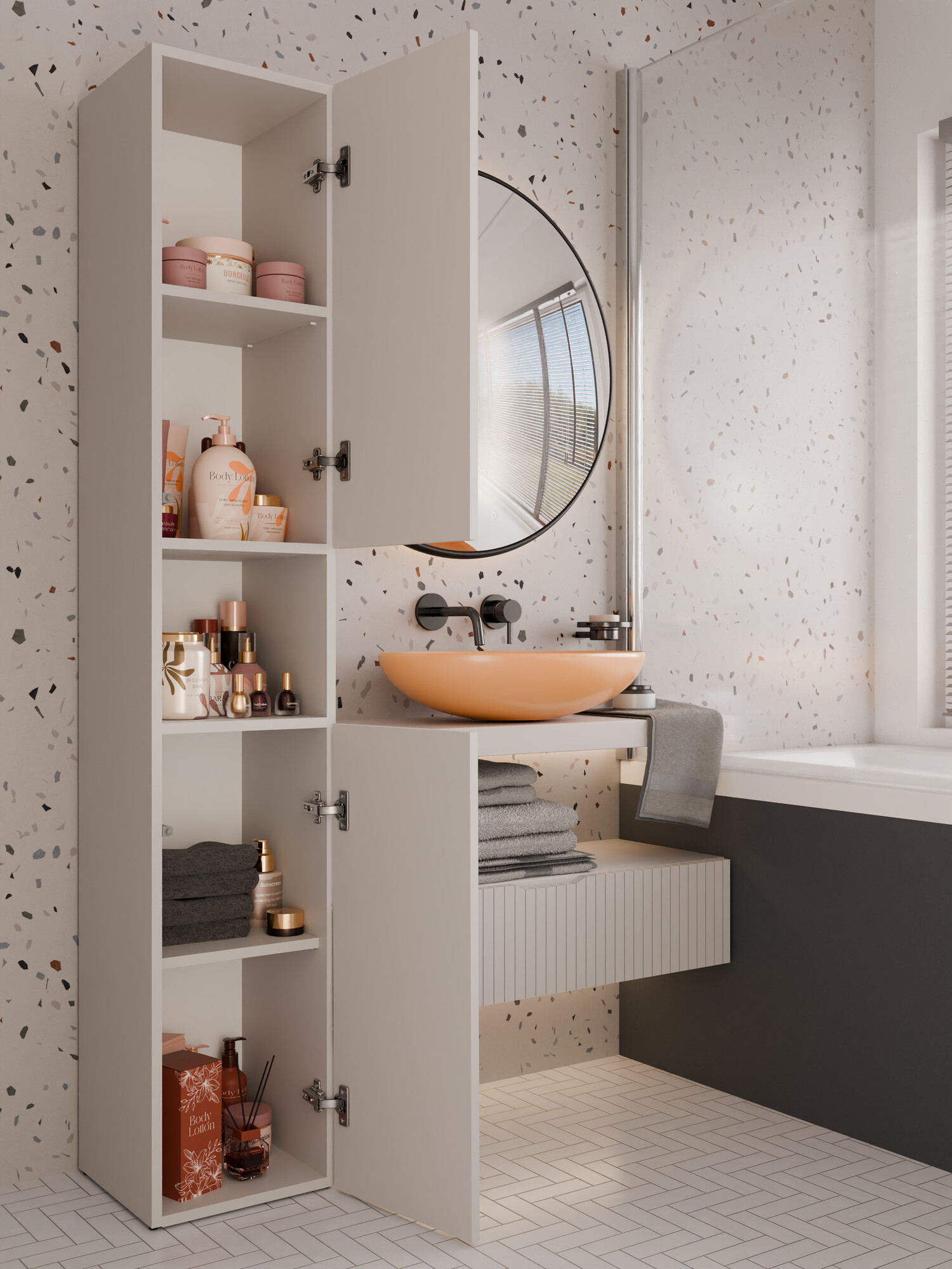 Standing bathroom cabinet Nolmaru 104 (Cashmere)