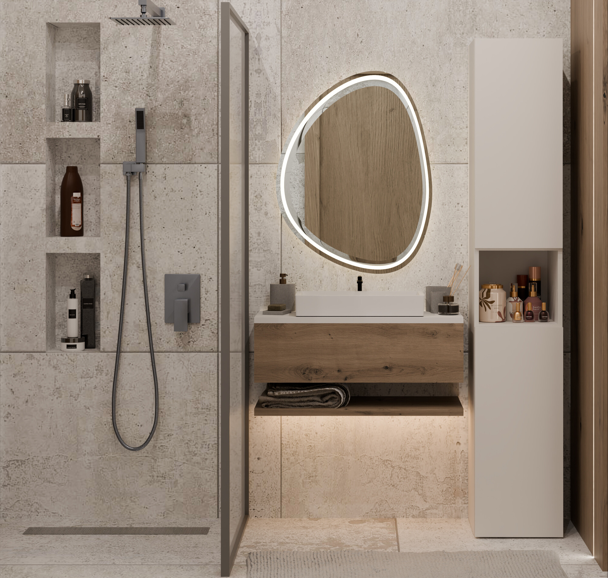 Standing bathroom cabinet Nolmaru 104 (Cashmere)