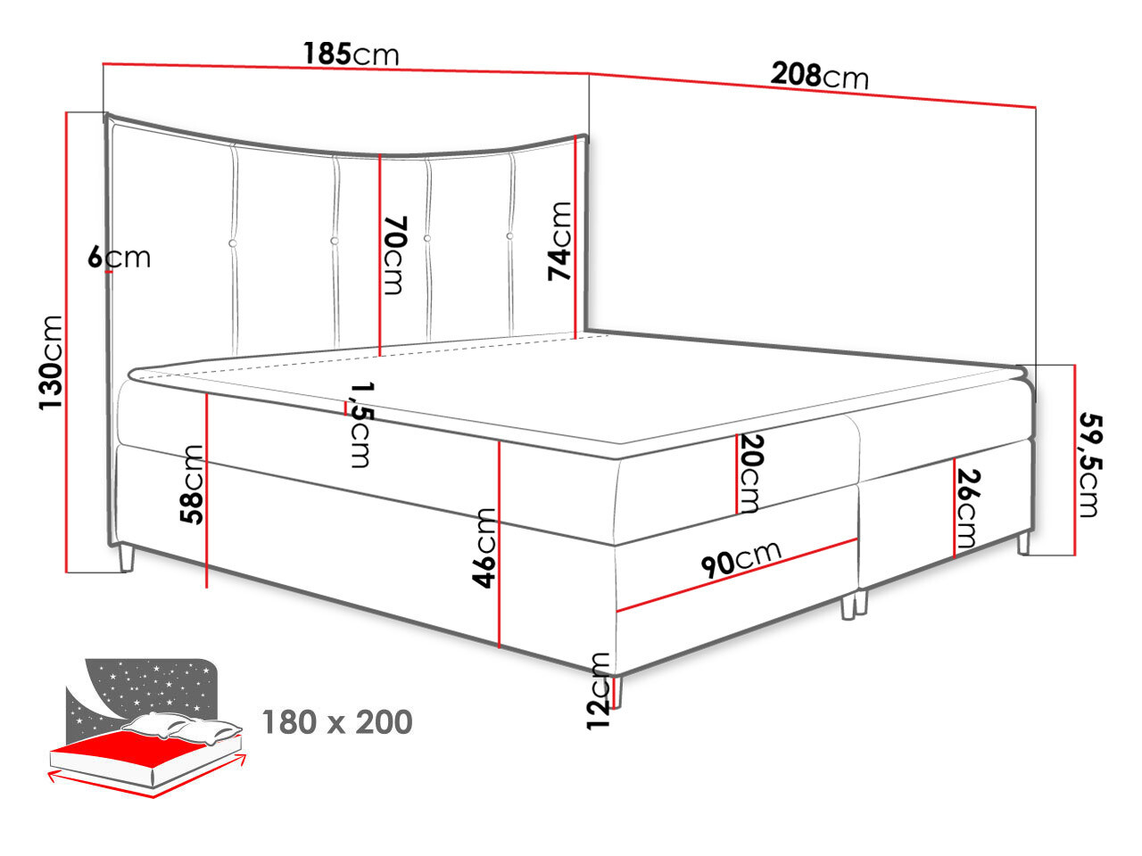 Continental bed Fons I (Fresh 37)