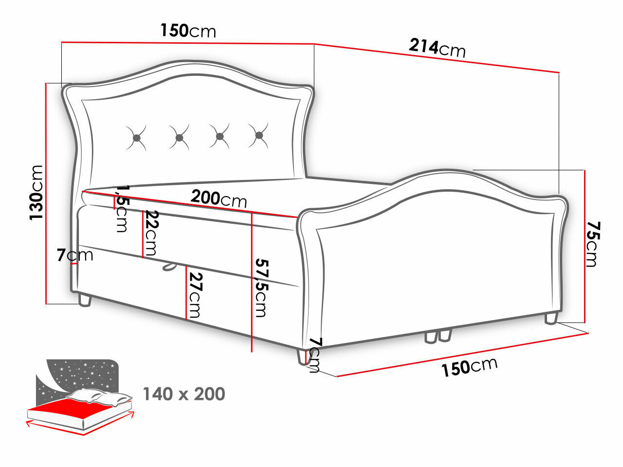 Continental bed Oleum I (Magic Velvet 2217)