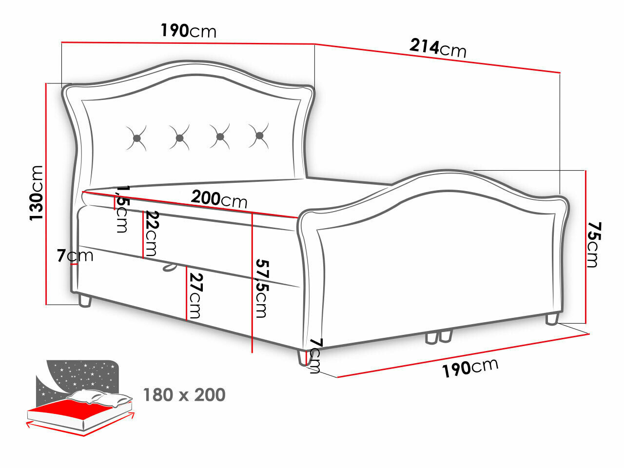 Continental bed Oleum I (Magic Velvet 2219)