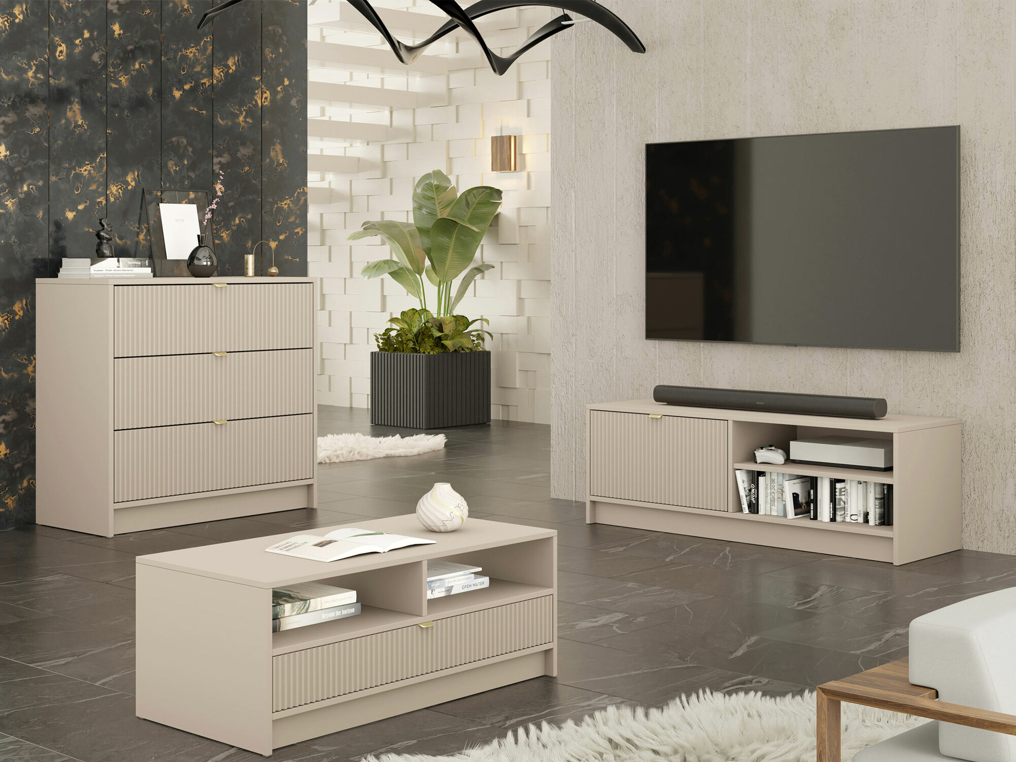 Chest of drawers Comfivo Papilio I (Beige)