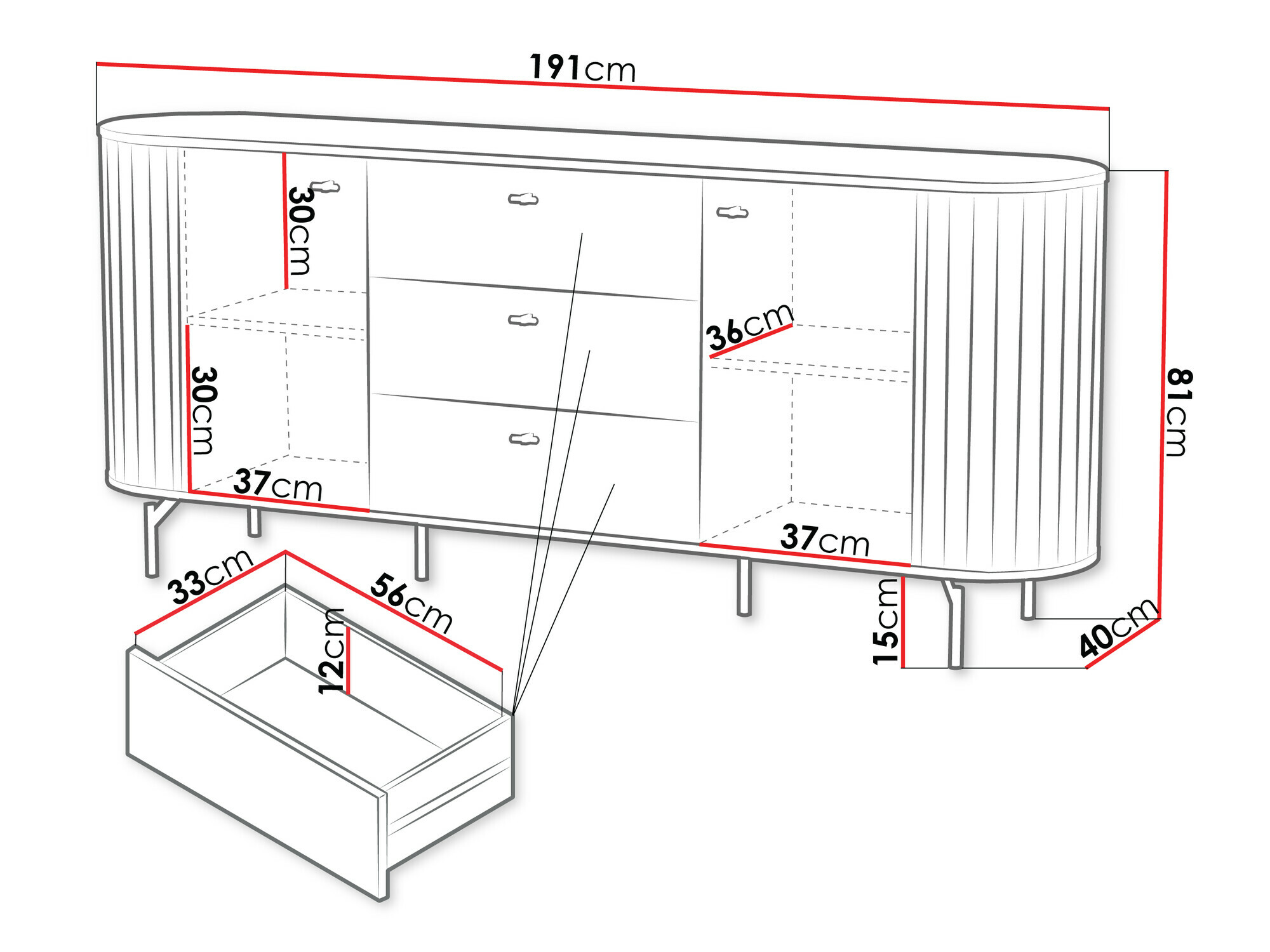 Chest of drawers Novmono 103 (Black)