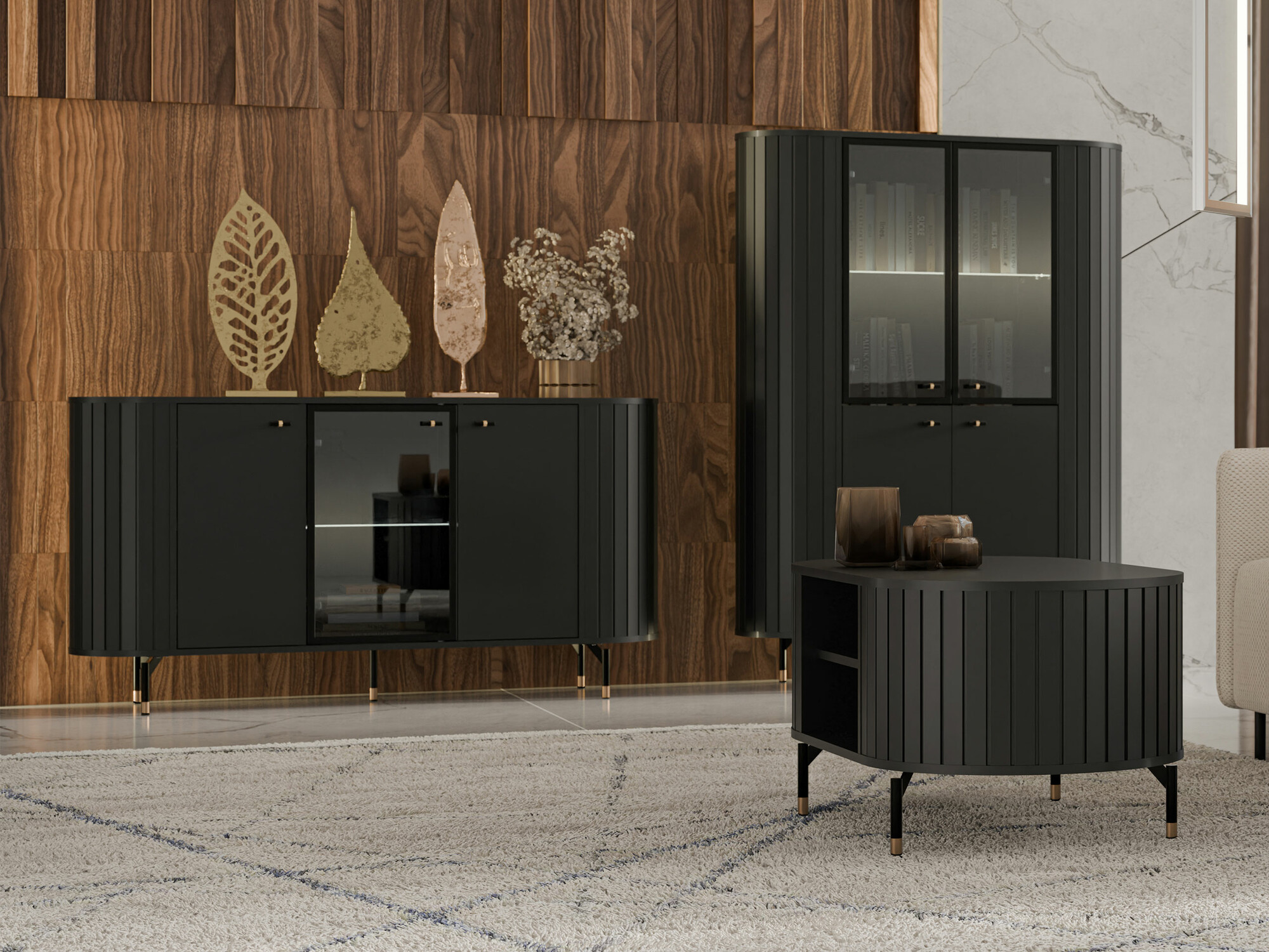 Living room set Novmono 111 (Black)