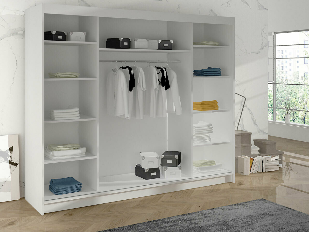 Wardrobe Closico Durion I (White + Black)