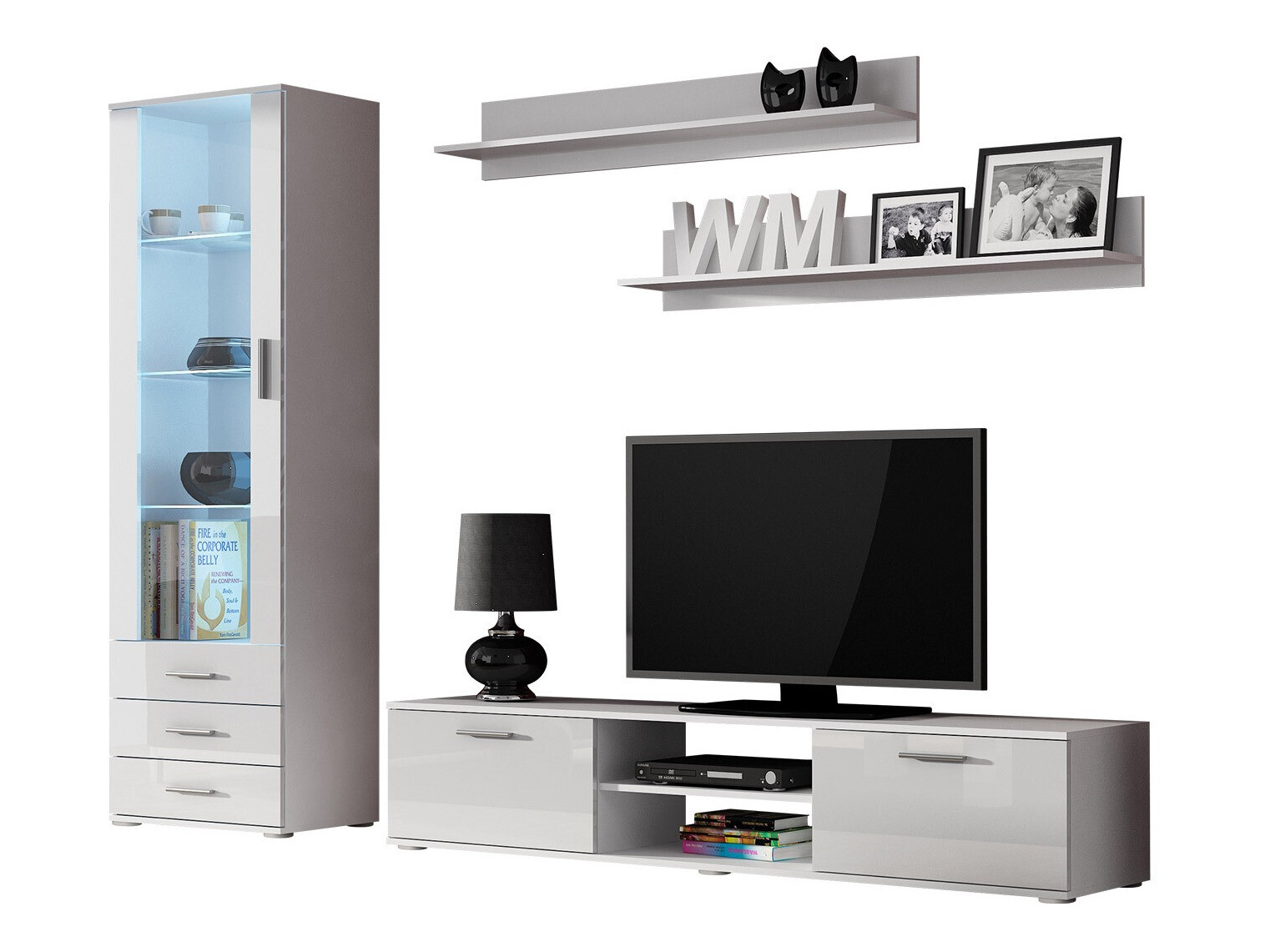 Living room set Tornola 107 (White + Glossy white)