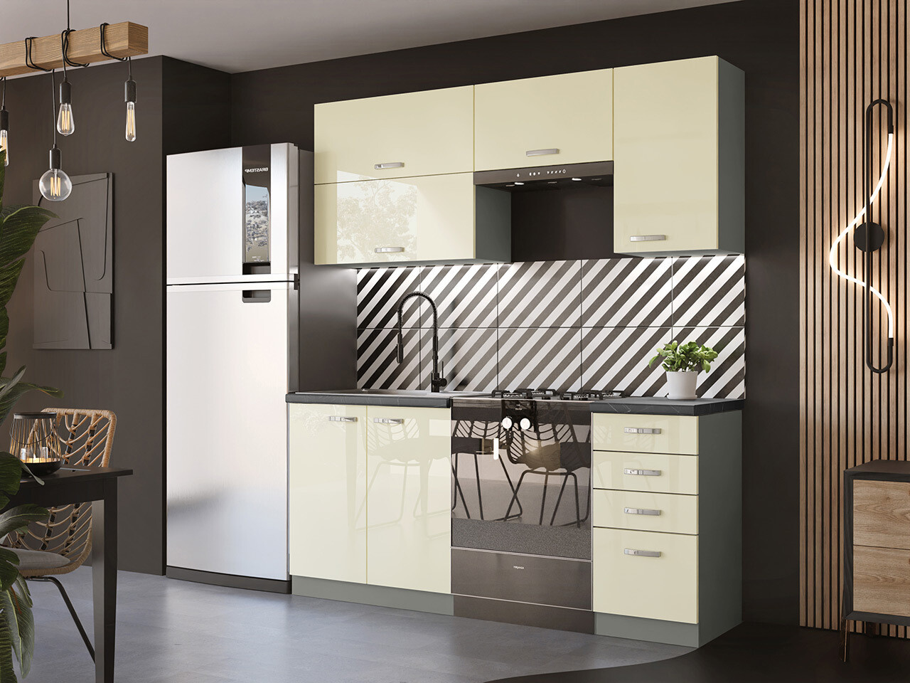 Modular kitchen set Multi Cream 125