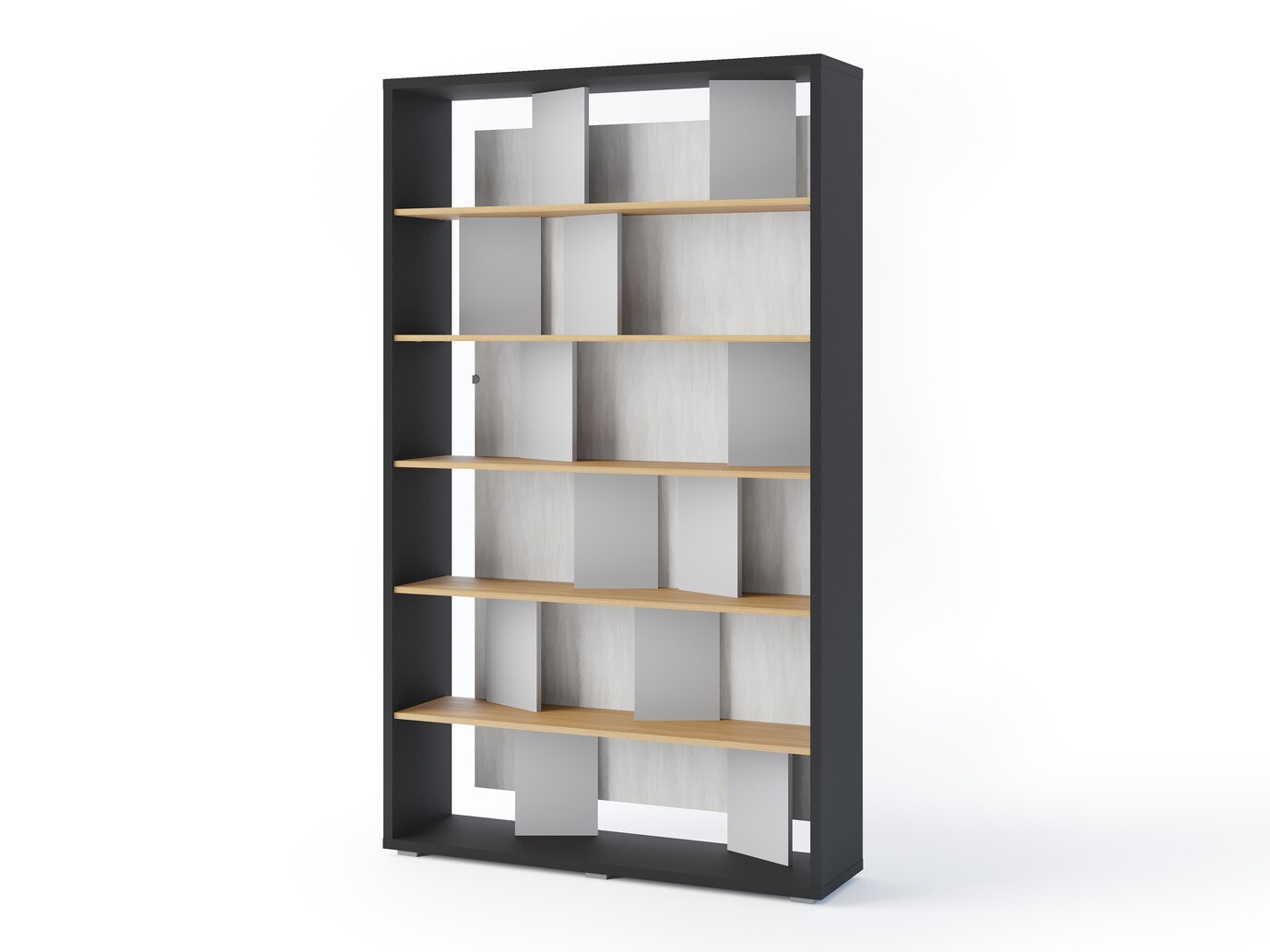 Bookcase Fresno 154 (Grey + Graphite + Oak)