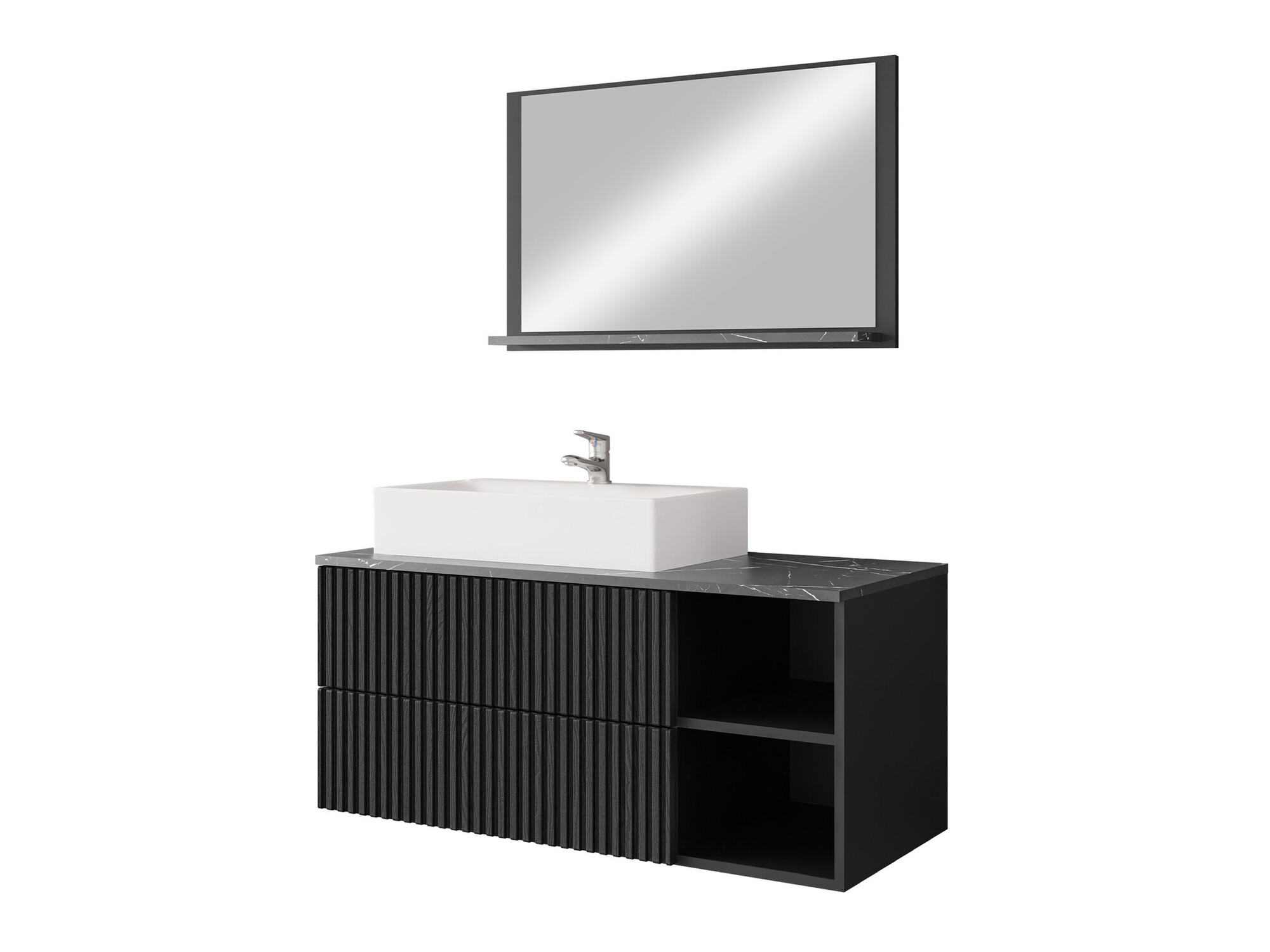 Bathroom set Nauta (Black + Black marble)