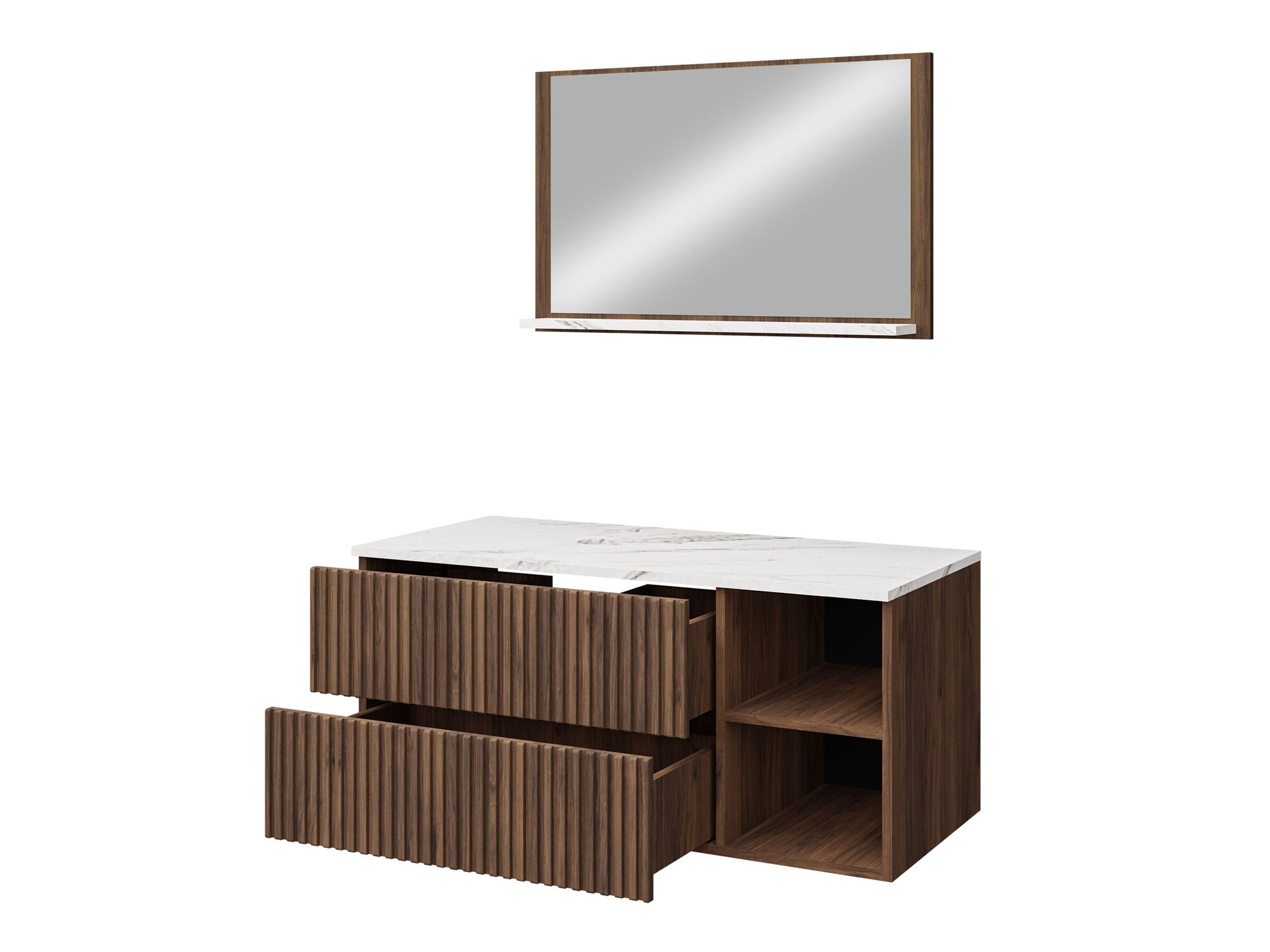 Bathroom set Nauta (Walnut + White marble)