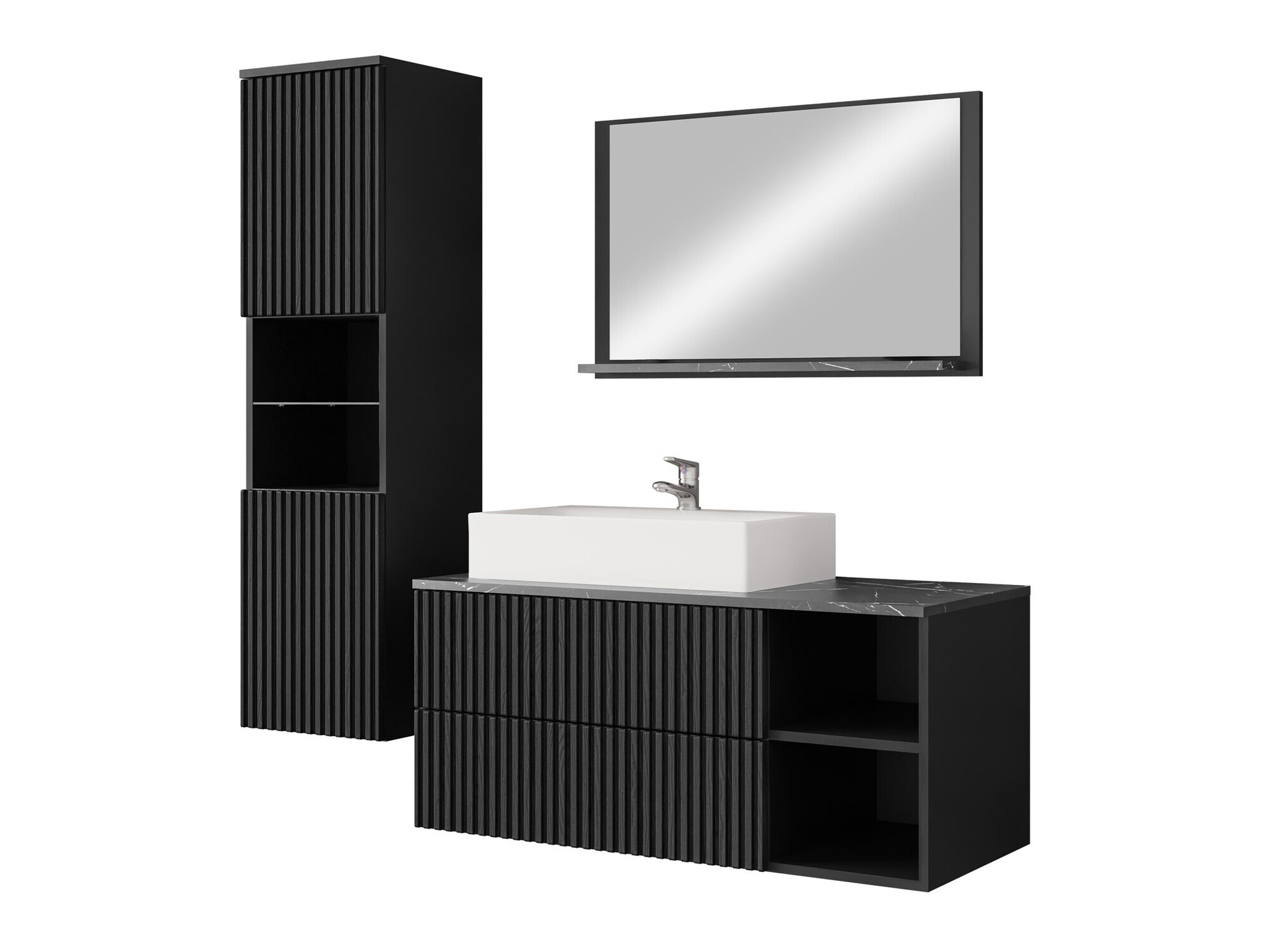 Bathroom set Nauta I (Black + Black marble)