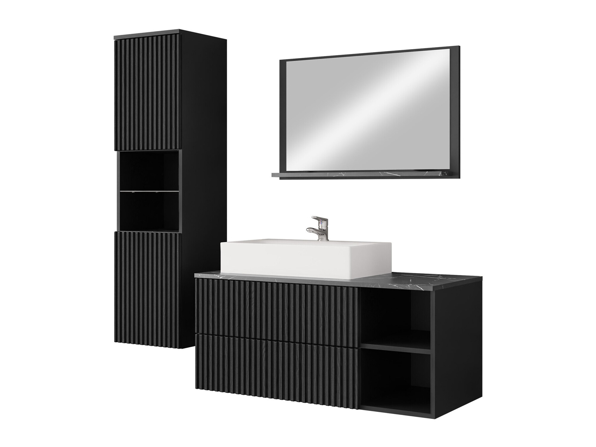 Bathroom set Nauta I (Black + Black marble)