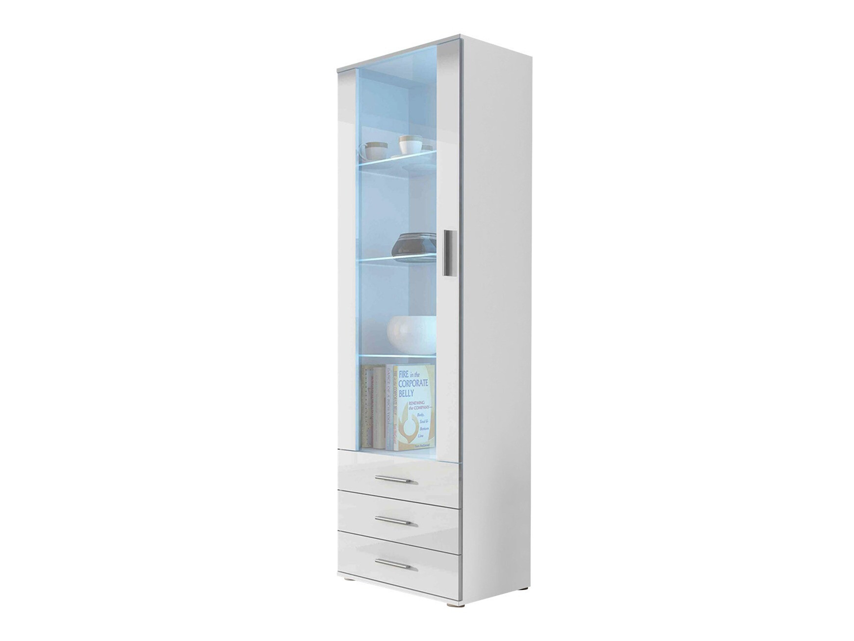 Bookcase Tornola 102 (White + Glossy white)
