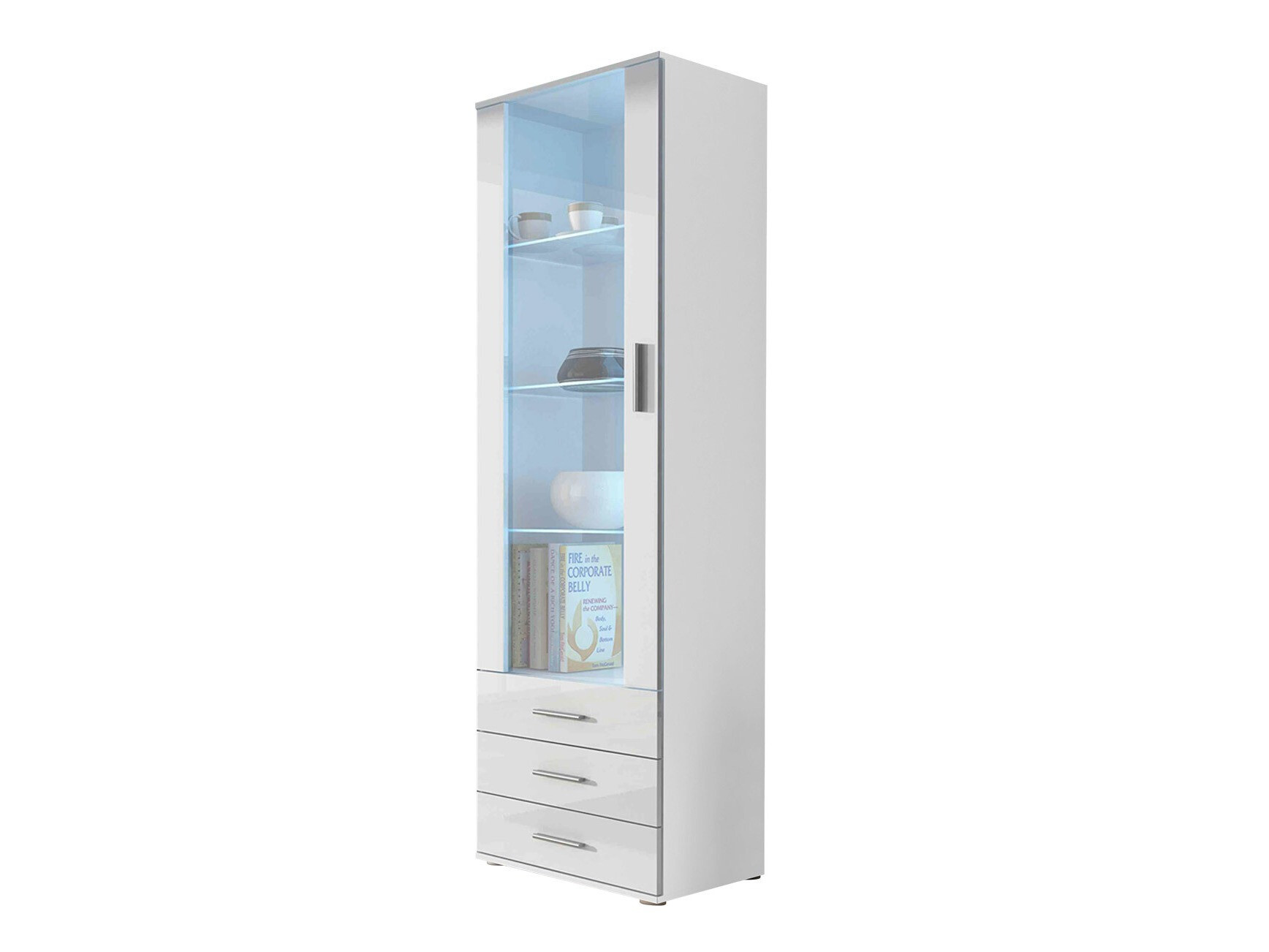Bookcase Tornola 102 (White + Glossy white)