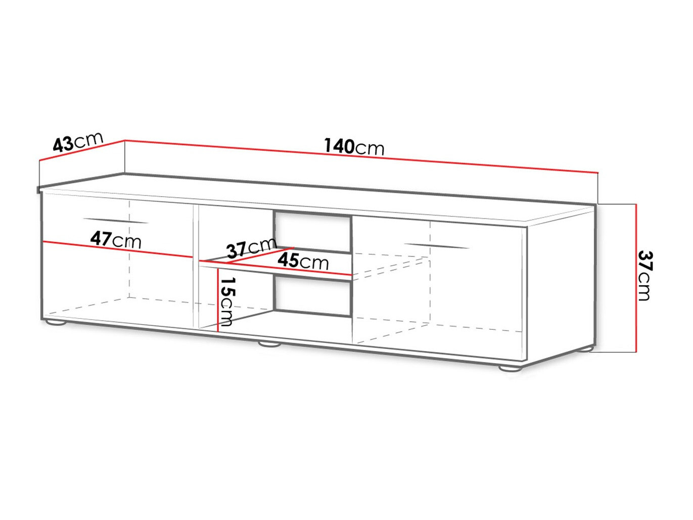 TV stand Tornola 100 (Black + Glossy black)