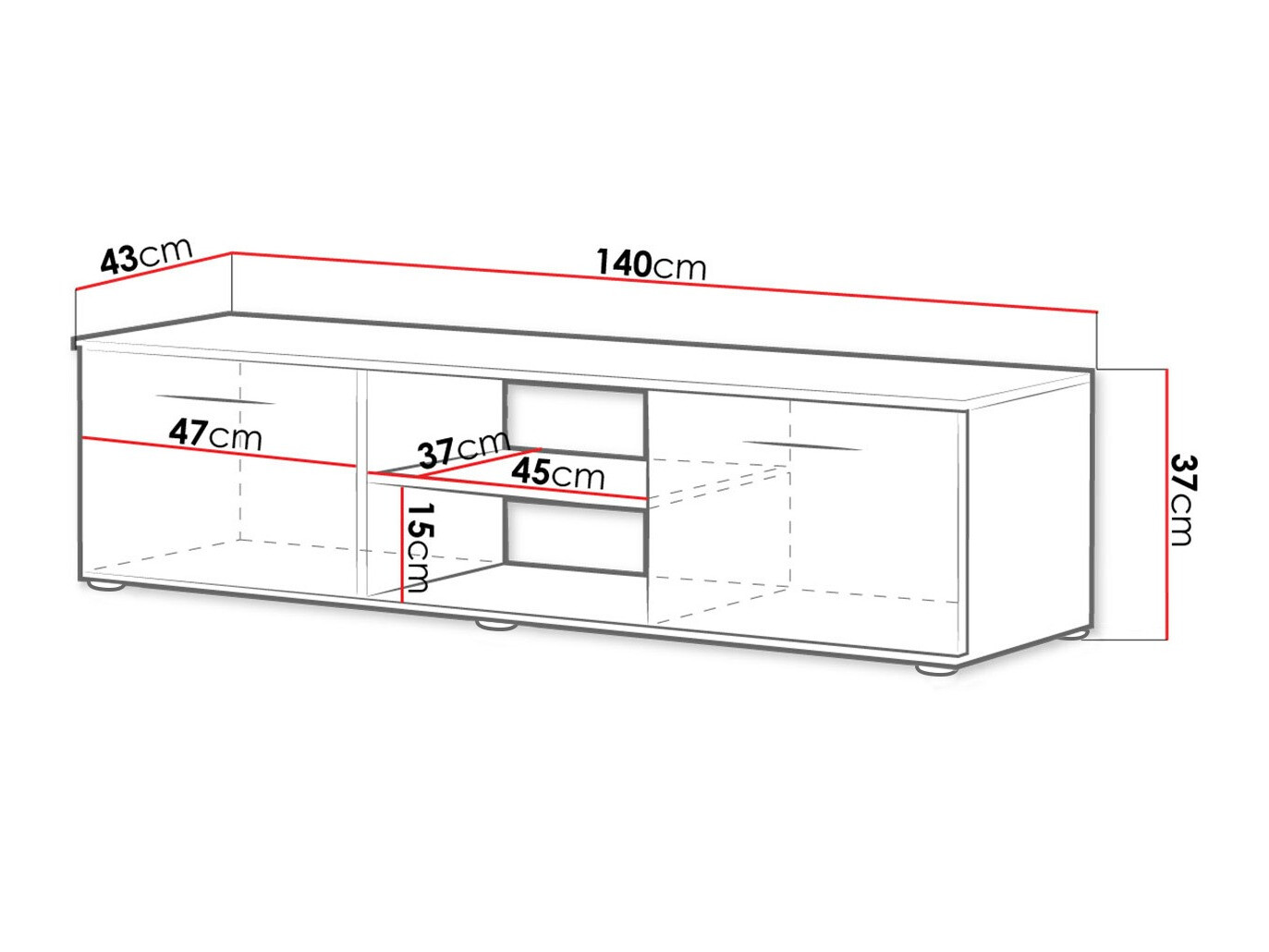 TV stand Tornola 100 (Lefkas oak + Black)