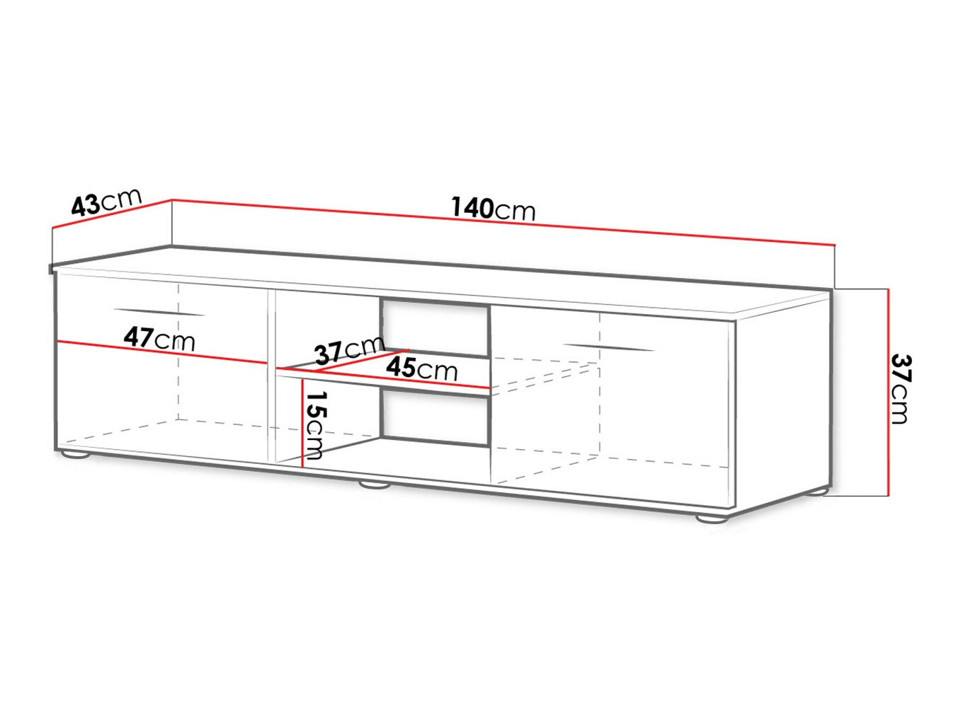TV stand Tornola 100 (White + Glossy white)