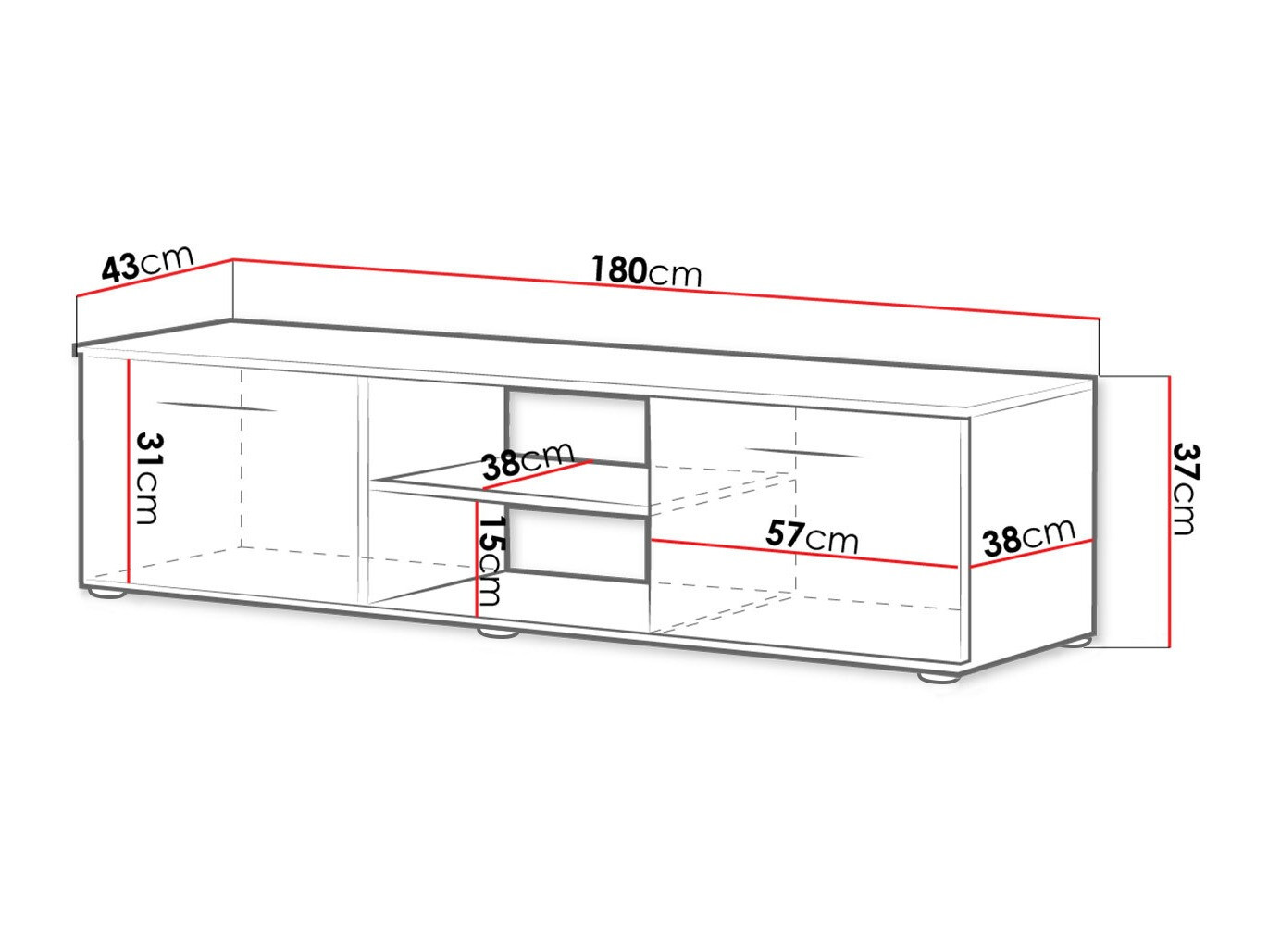 TV stand Tornola 101 (Black + Glossy black)