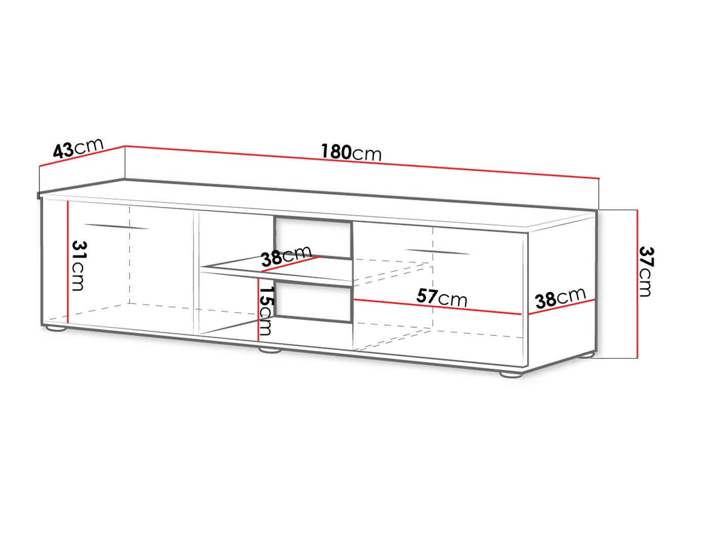 TV stand Tornola 101 (White + Glossy white)