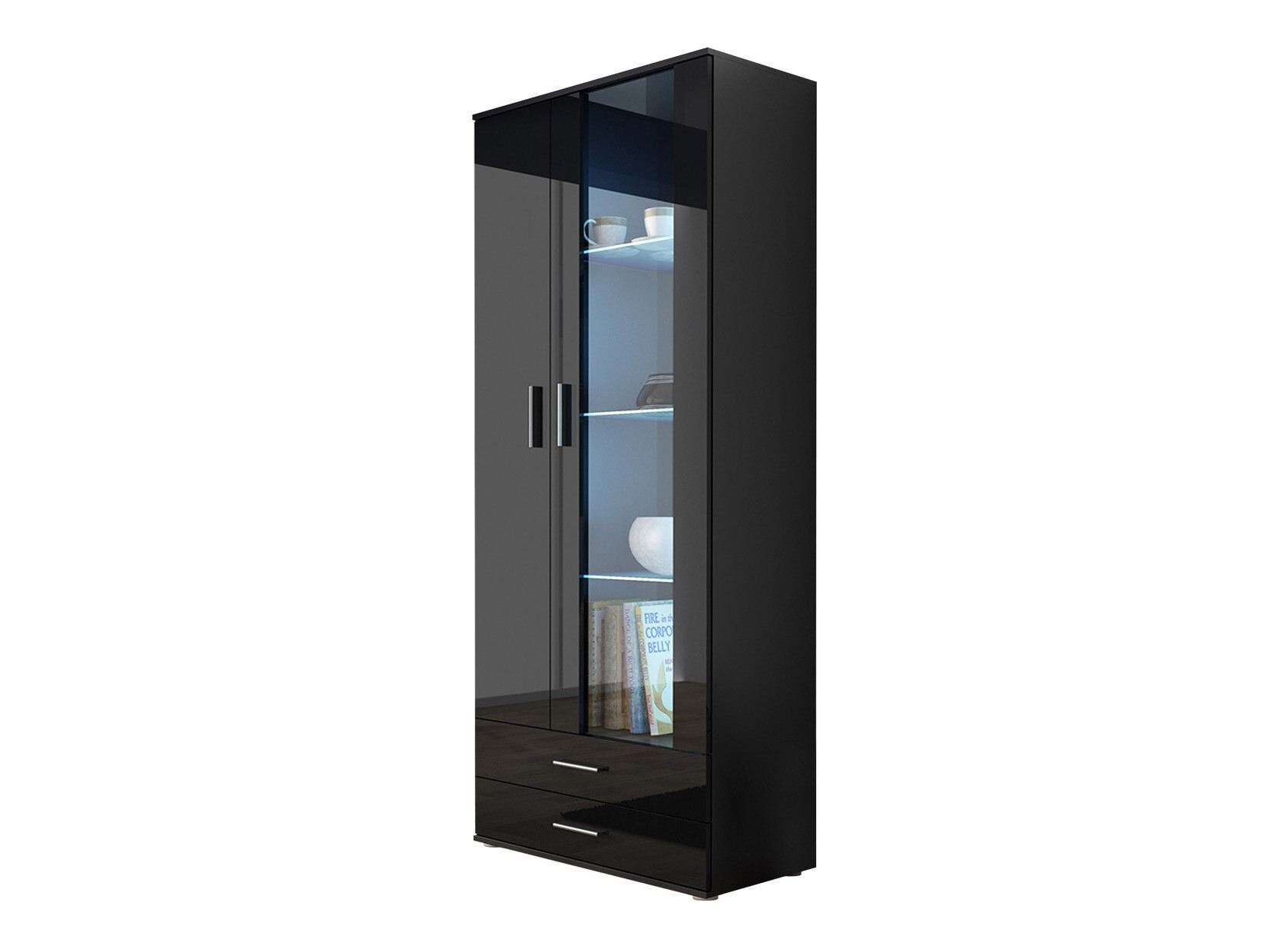 Bookcase Tornola 105 (Black + Glossy black)
