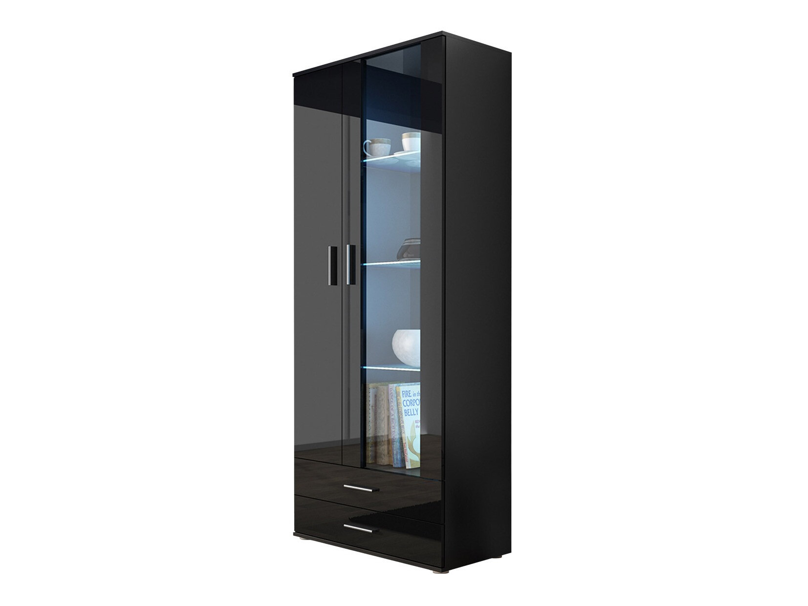 Bookcase Tornola 105 (Black + Glossy black)