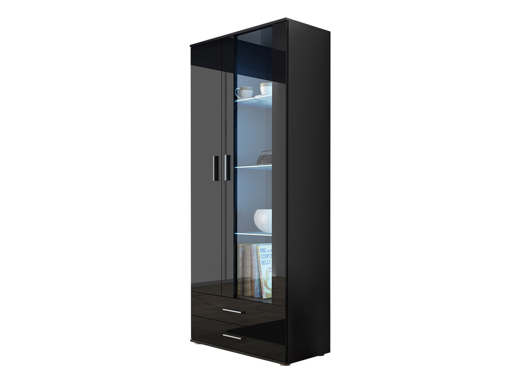 Bookcase Tornola 105 (Black + Glossy black)
