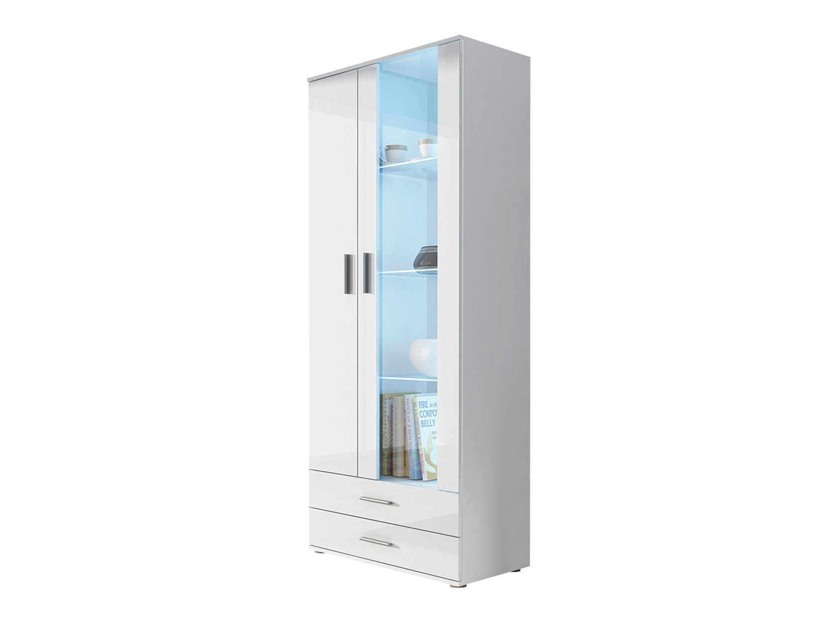 Bookcase Tornola 105 (White + Glossy white)