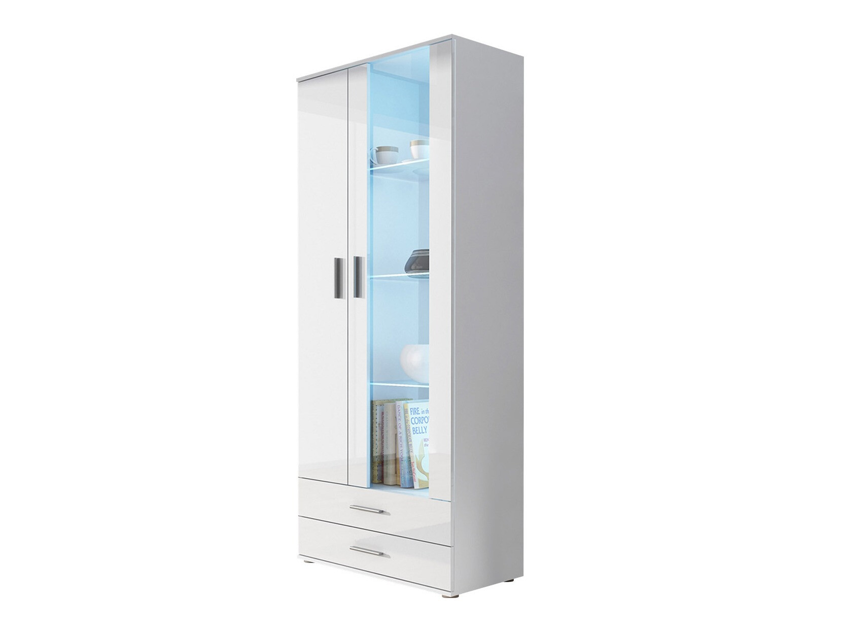 Bookcase Tornola 105 (White + Glossy white)